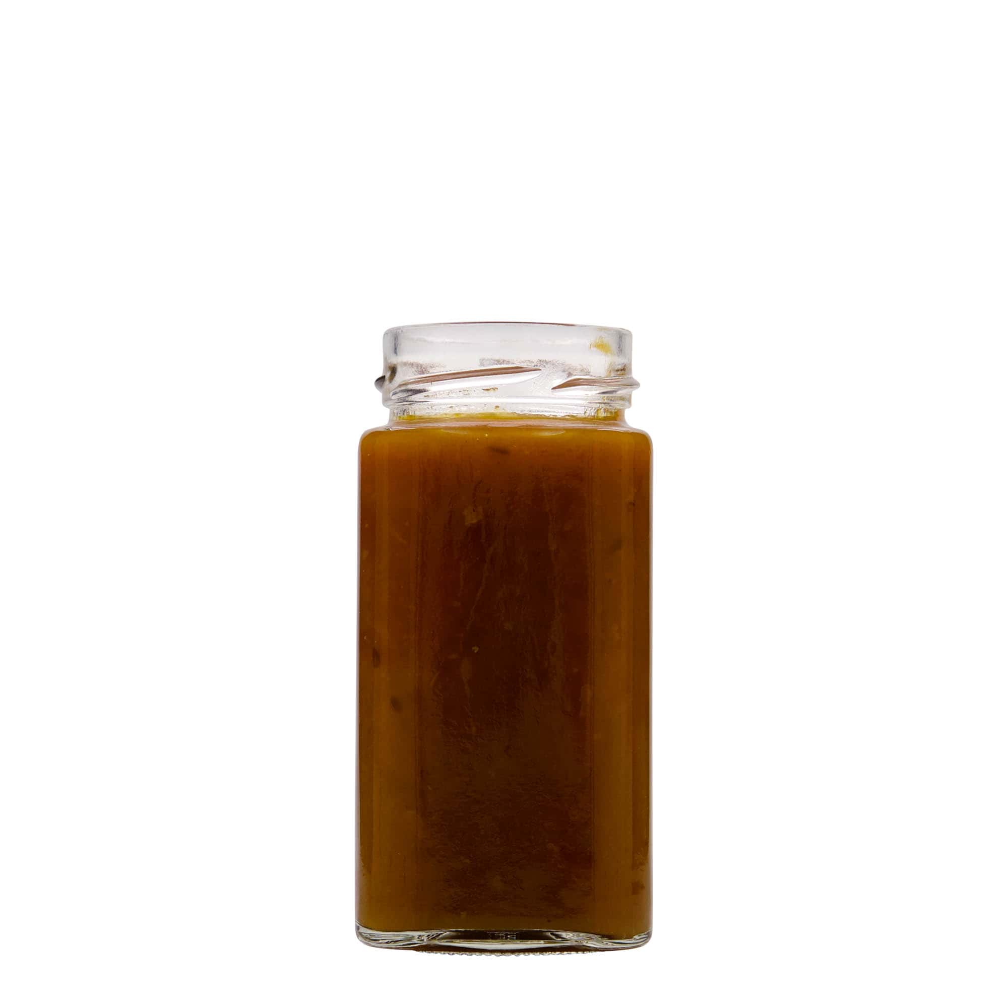 314 ml square jar 'Funny', opening: Deep-Twist-Off (DTO 58) 314 ml square jar 'Funny', opening: Deep-Twist-Off (DTO 58)