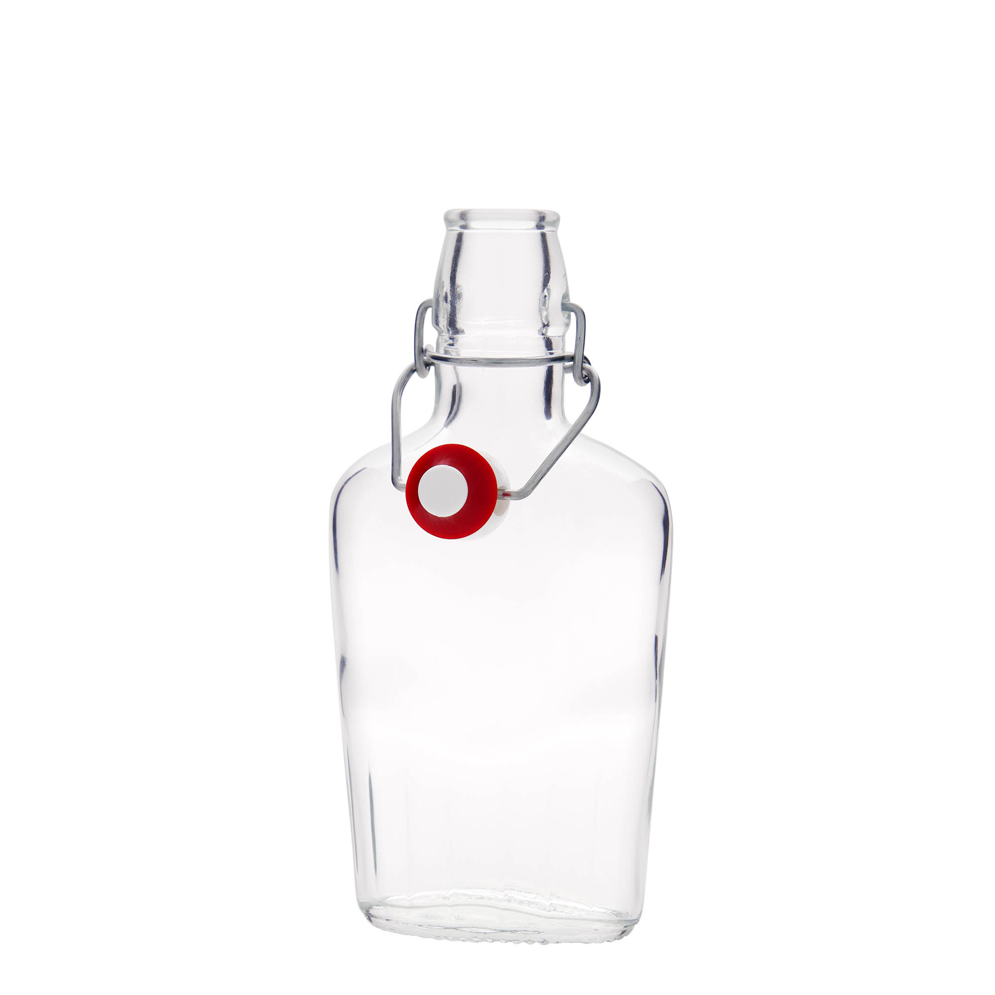250 ml glass bottle ‘Fiaschetta’, oval, mouth: swing top closure