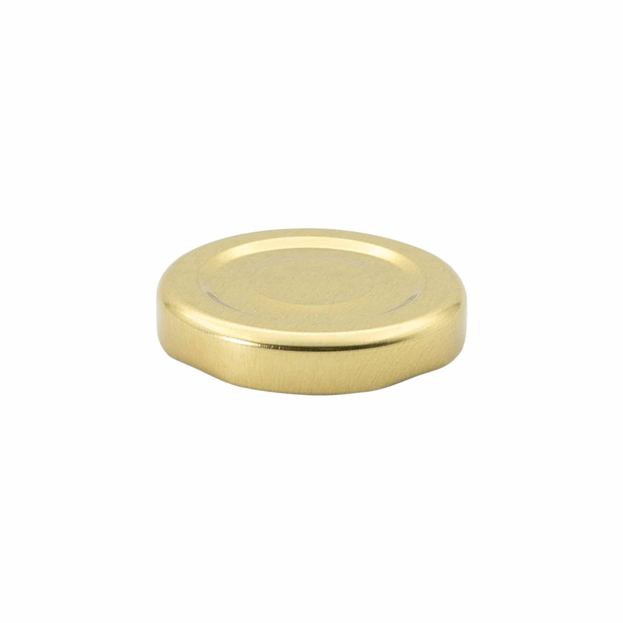 Twist-off lid, tinplate, sterilizable, gold, for opening: TO 43