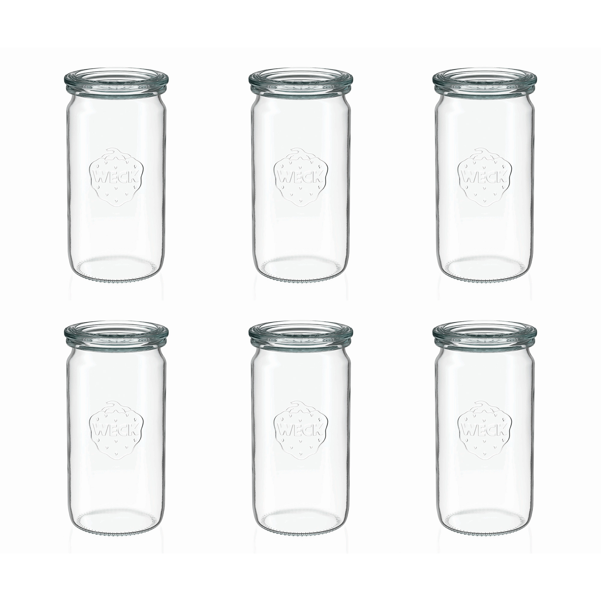 6x 340 ml WECK cylinder jar with glass lid RR 60