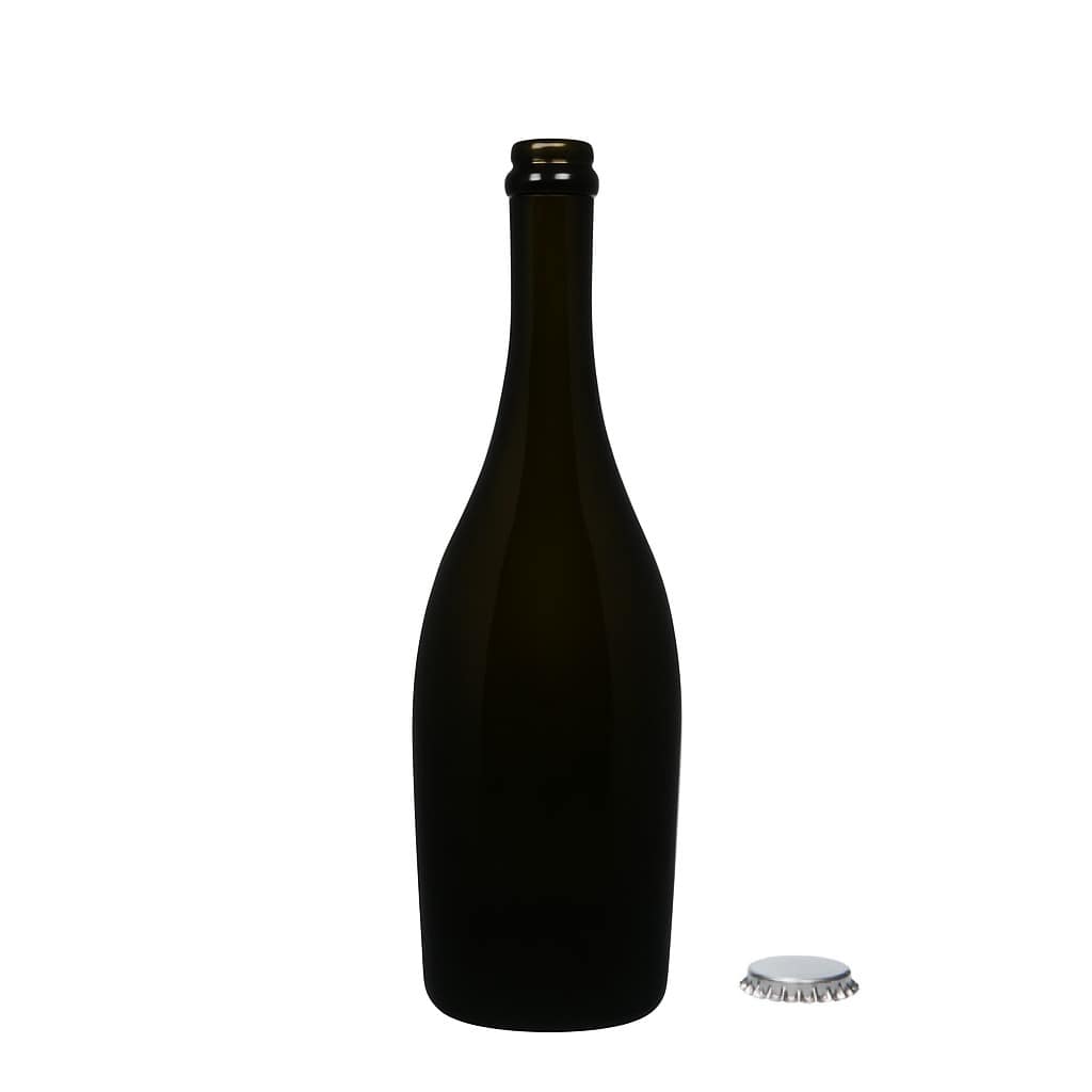 750 ml sparkling wine bottle ‘Carmen’, glass, antique green, opening: crown cap