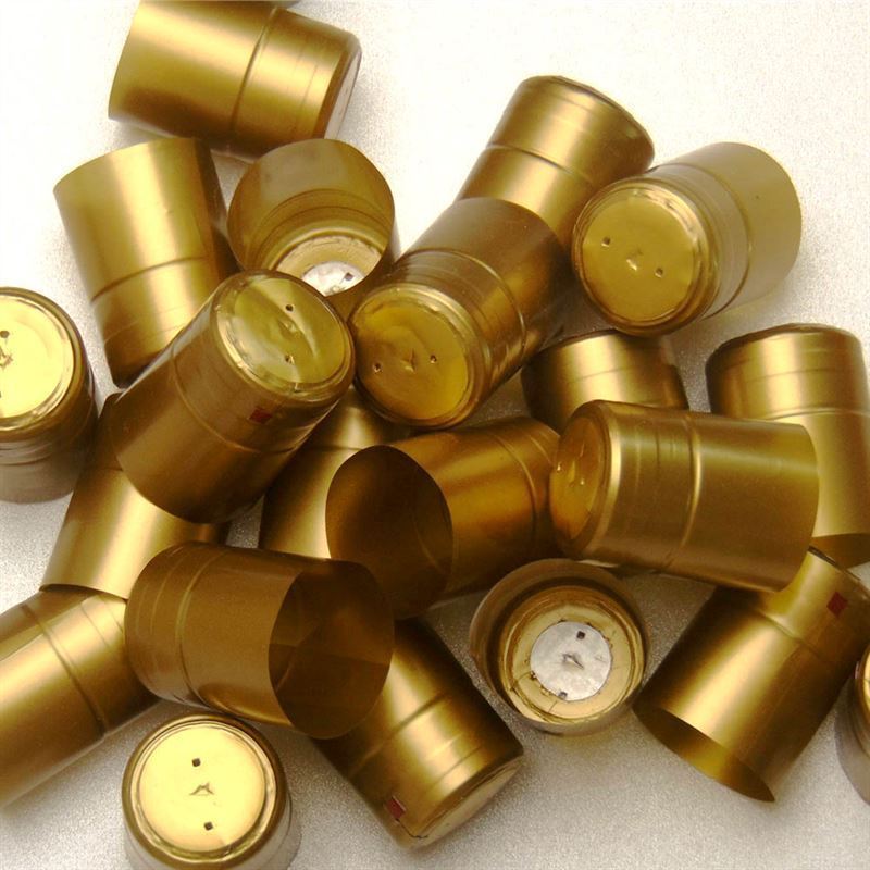Shrink capsule 32x41, PVC plastic, gold Shrink capsule 32x41, PVC plastic, gold