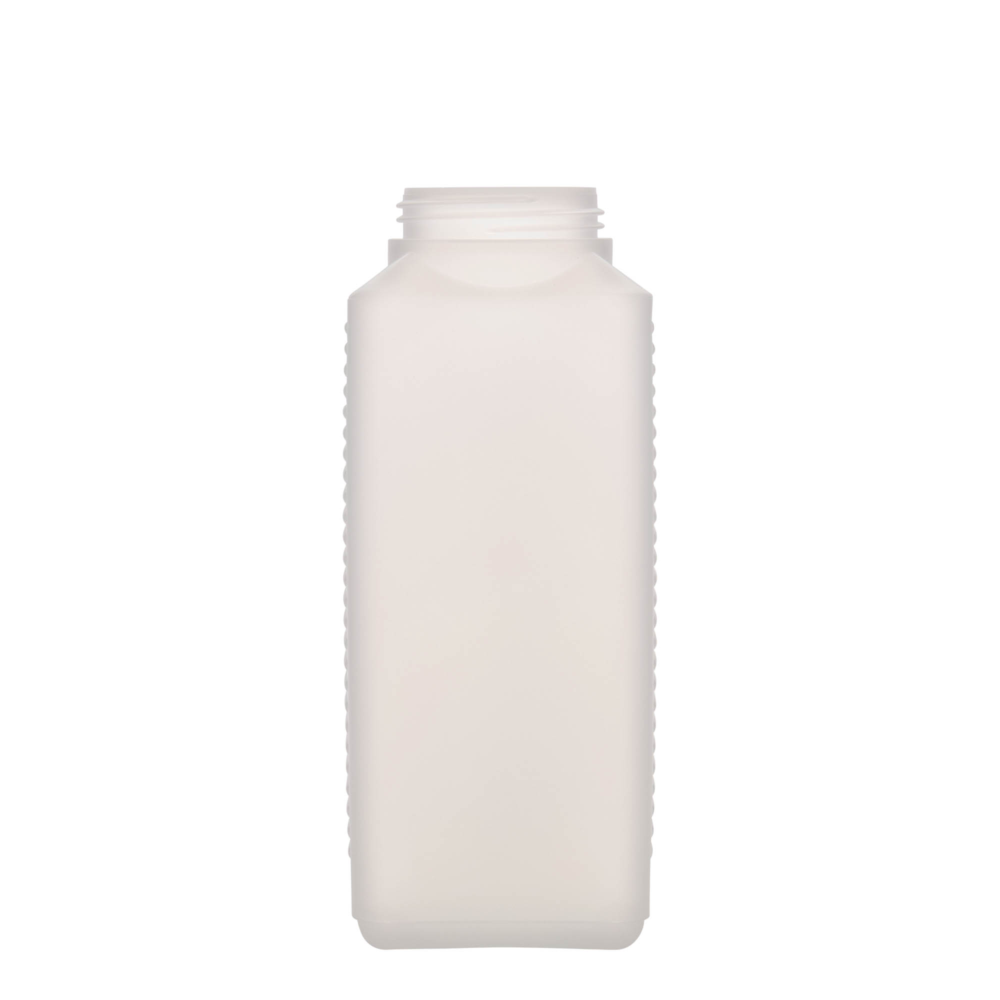 1,000 ml wide-neck bottle, rectangular, HDPE plastic, natural, opening: DIN 60 EPE 1,000 ml wide-neck bottle, rectangular, HDPE plastic, natural, opening: DIN 60 EPE