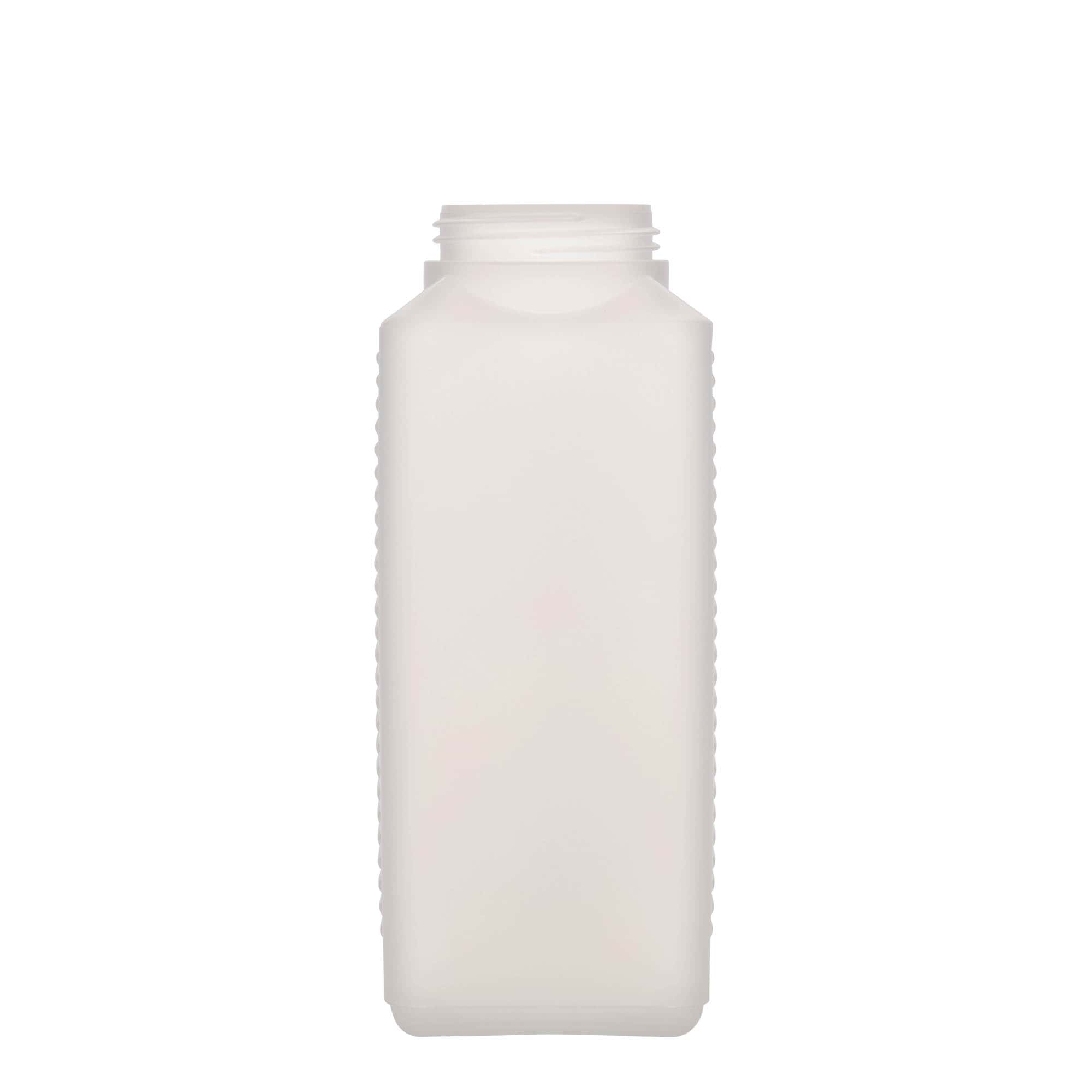 1,000 ml wide-neck bottle, rectangular, HDPE plastic, natural, opening: DIN 60 EPE