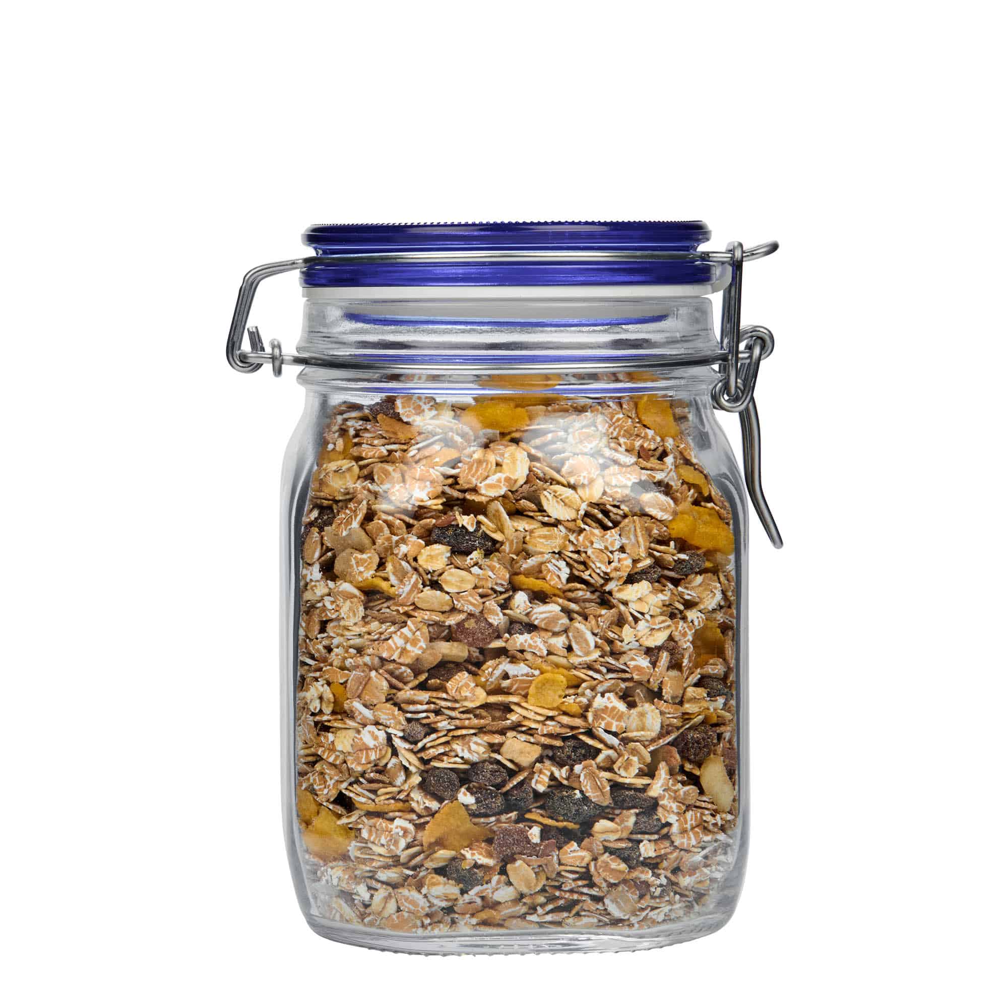 1,000 ml swing-top jar ‘Fido’ Blue Top, square, opening: swing-top closure
