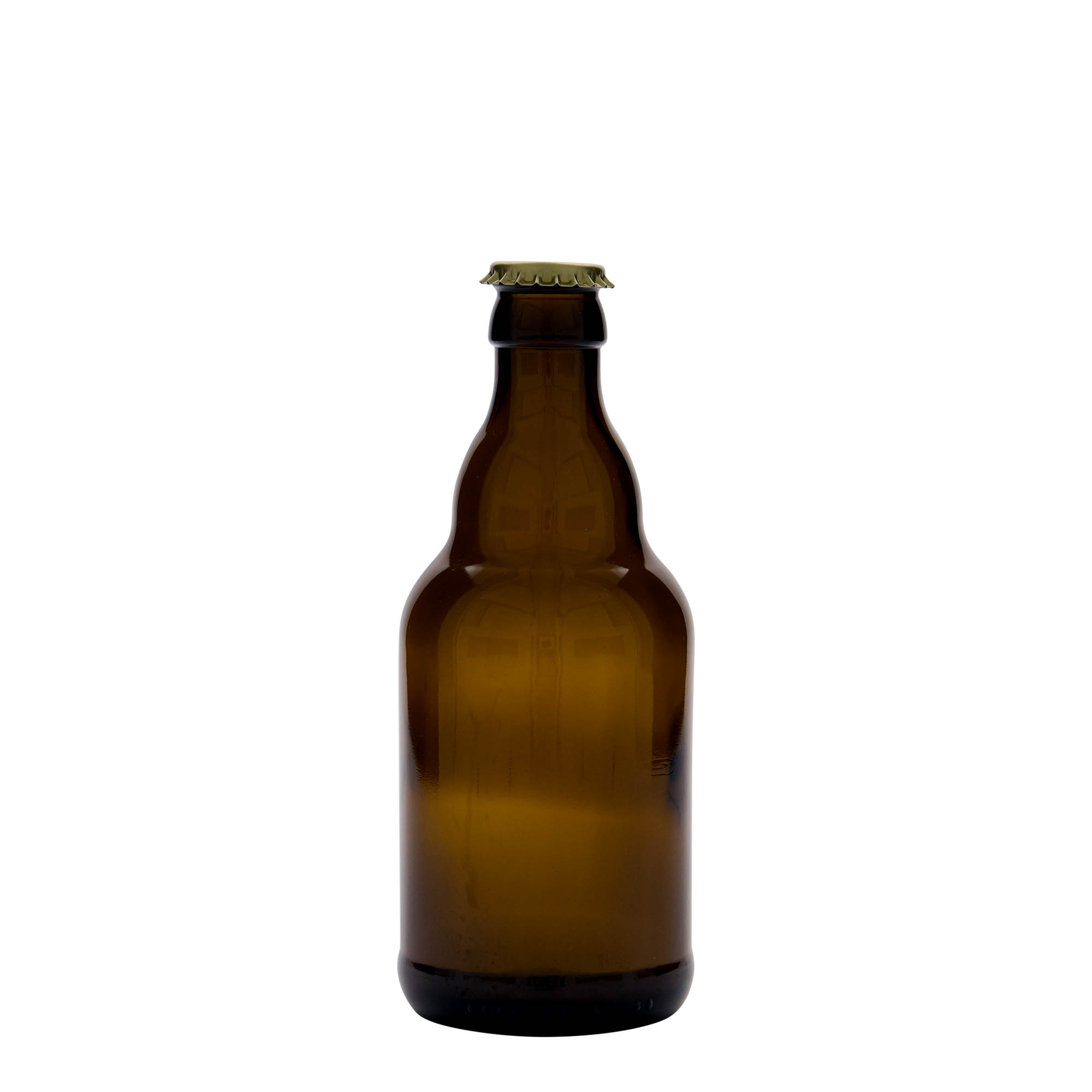 330 ml beer bottle ‘Steinie’, glass, brown, opening: crown cap