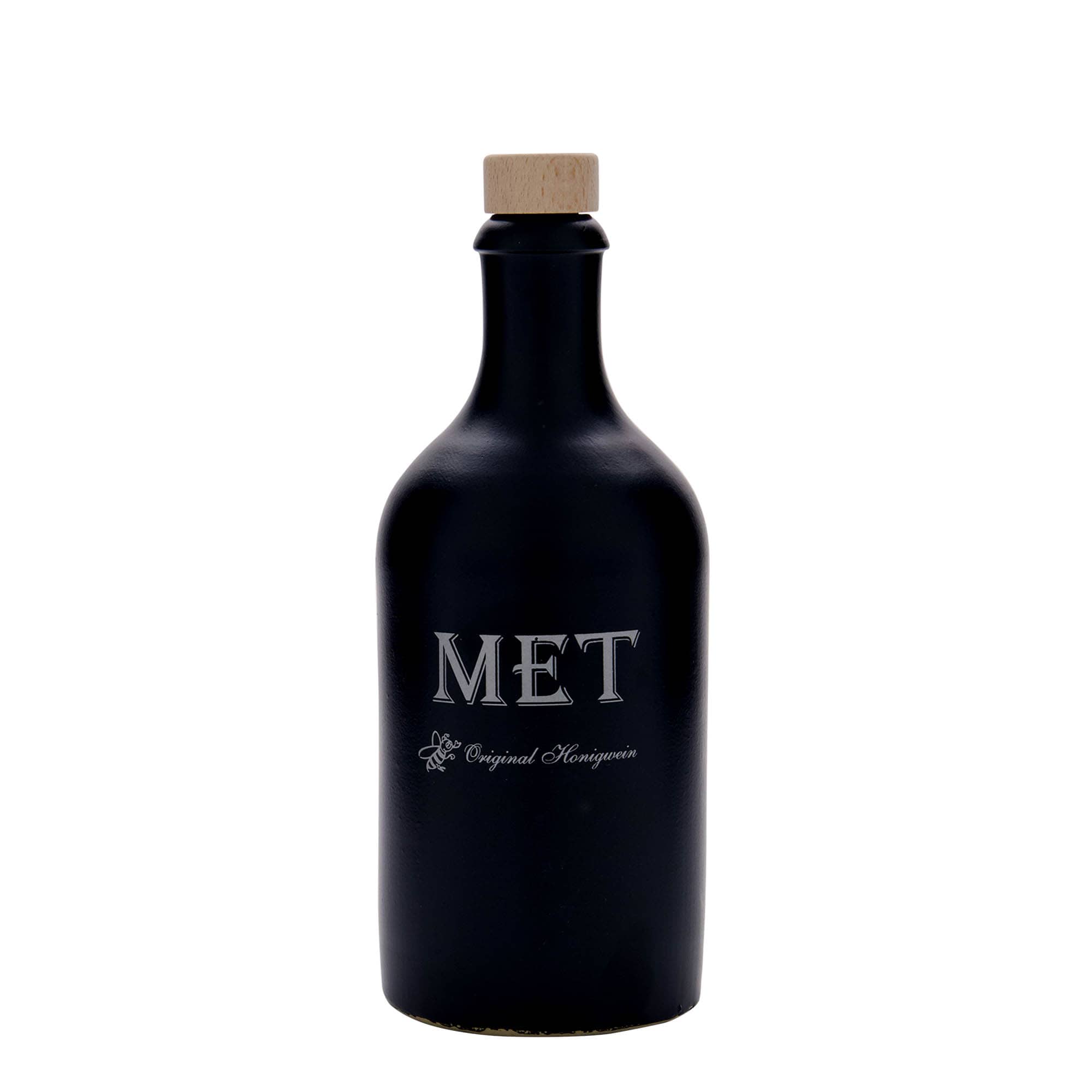 500 ml clay jug, motif: mead, stoneware, black, opening: cork 500 ml clay jug, motif: mead, stoneware, black, opening: cork