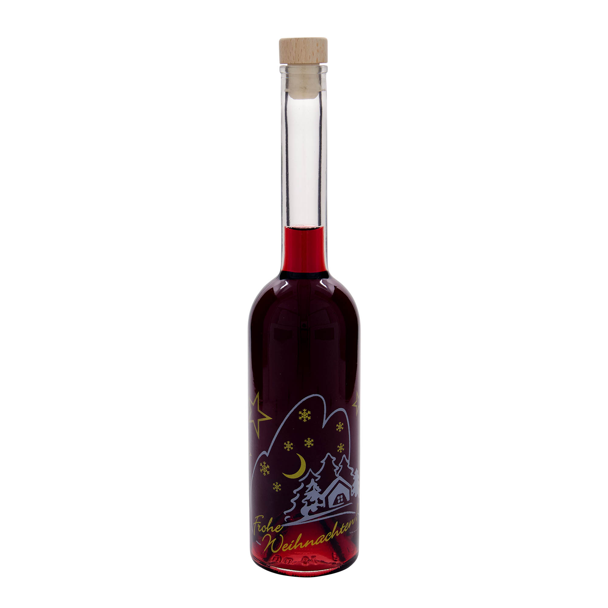 500 ml glass bottle ‘Opera’, motif: Christmas idyll, opening: cork