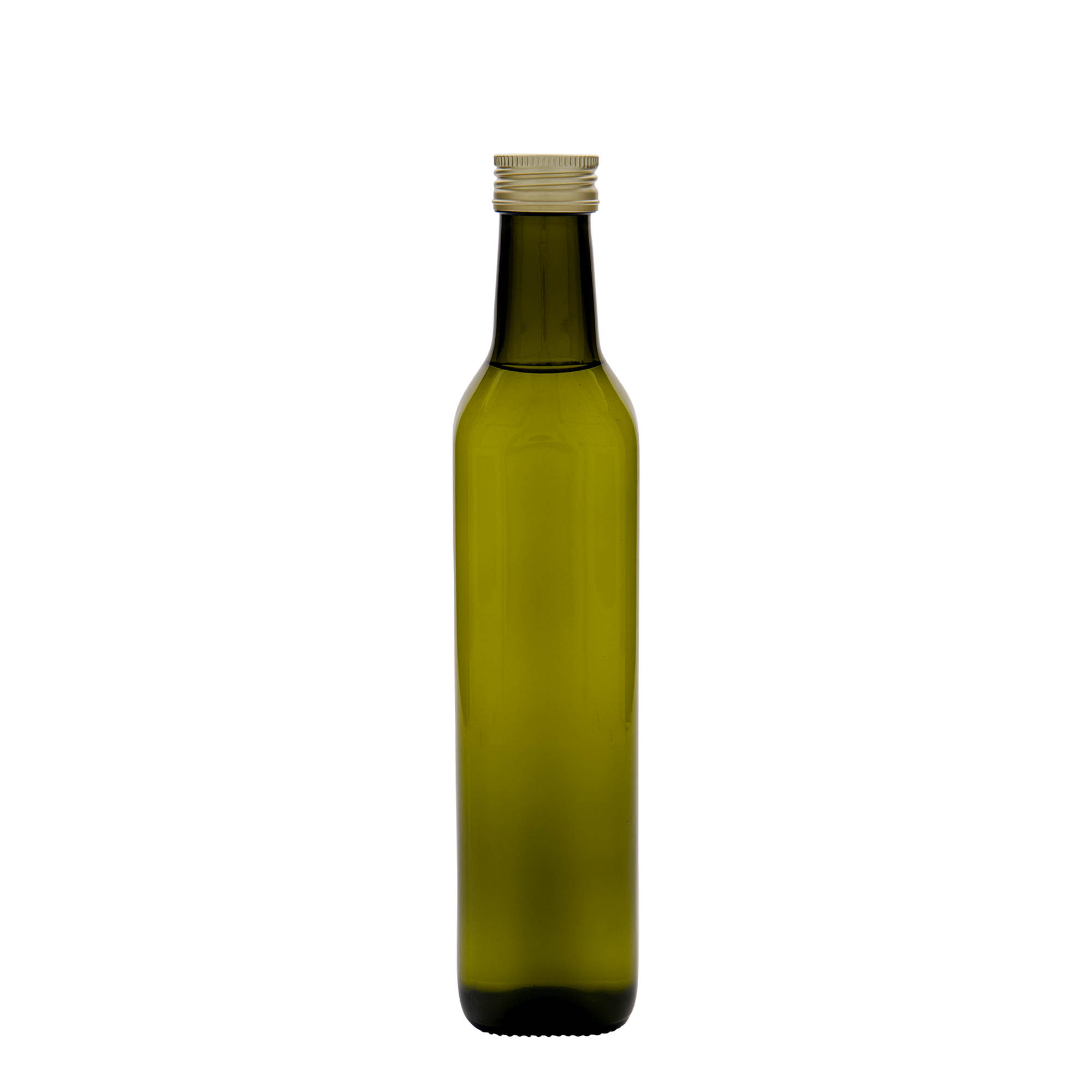 500 ml glass bottle ‘Marasca’, square, antique green, opening: PP 31.5