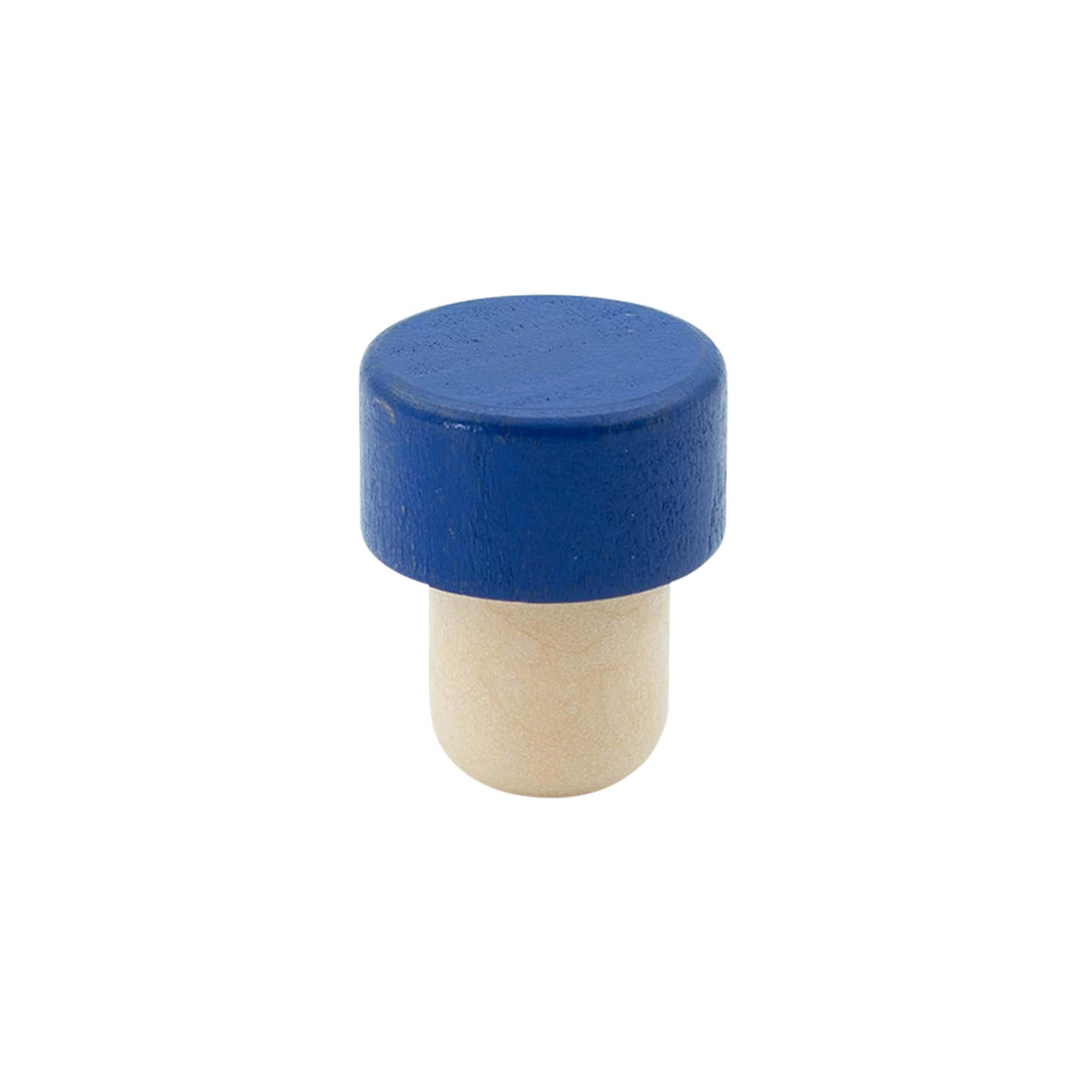 Handle cork 19 mm, wood/plastic, blue, for opening: cork