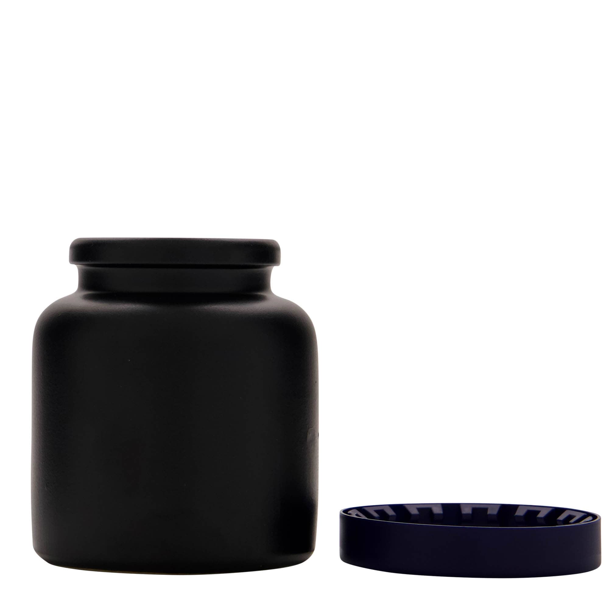 270 ml stoneware pot, ceramic, black, opening: slip lid