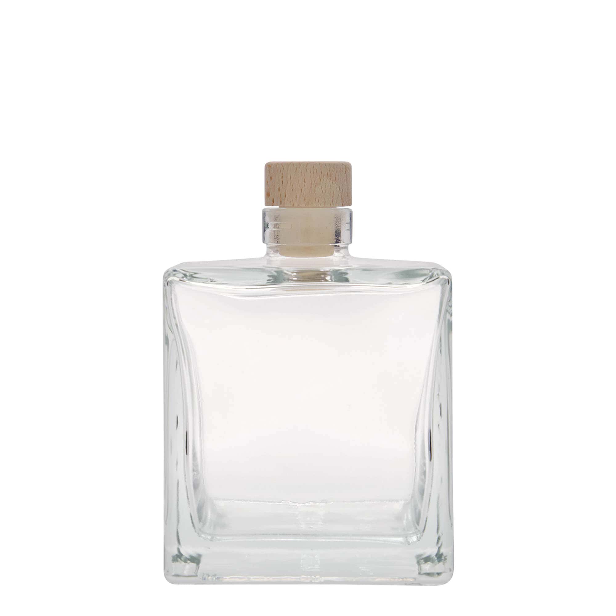 500 ml glass bottle 'Cube', square, closure: cork