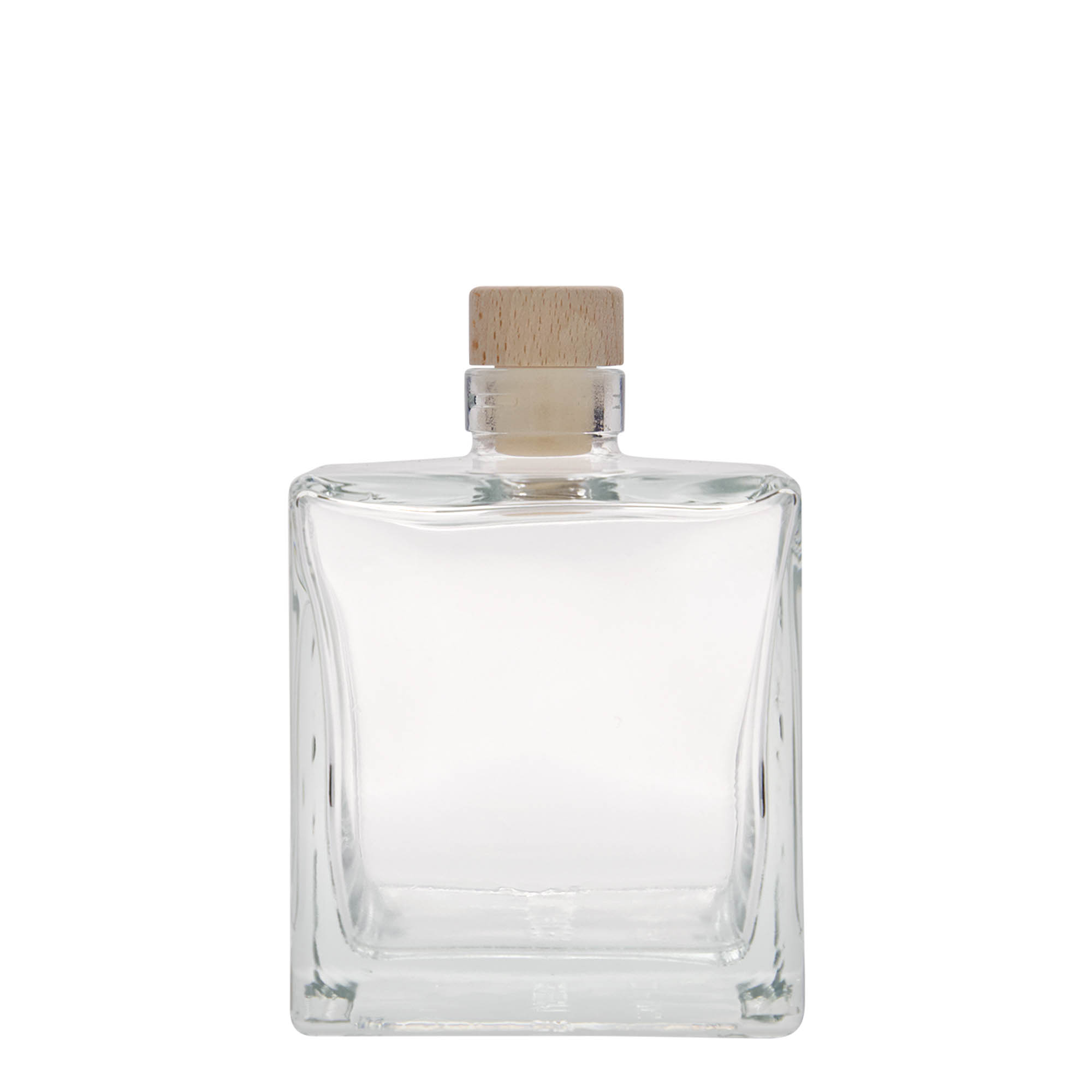 500 ml glass bottle 'Cube', square, opening: cork