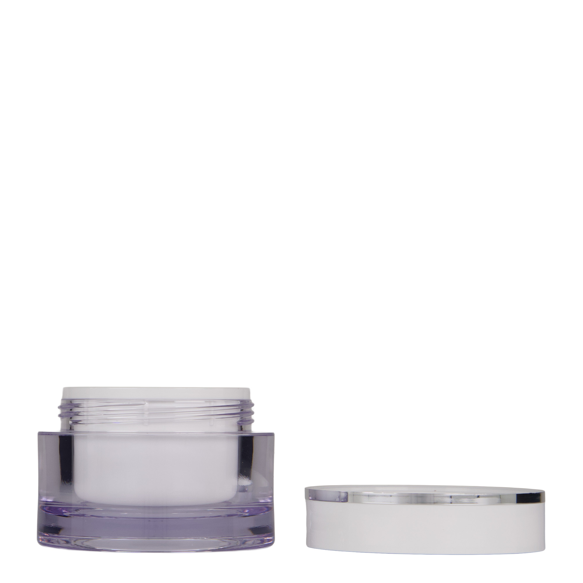 50 ml jar, SAN plastic, white, opening: screw cap