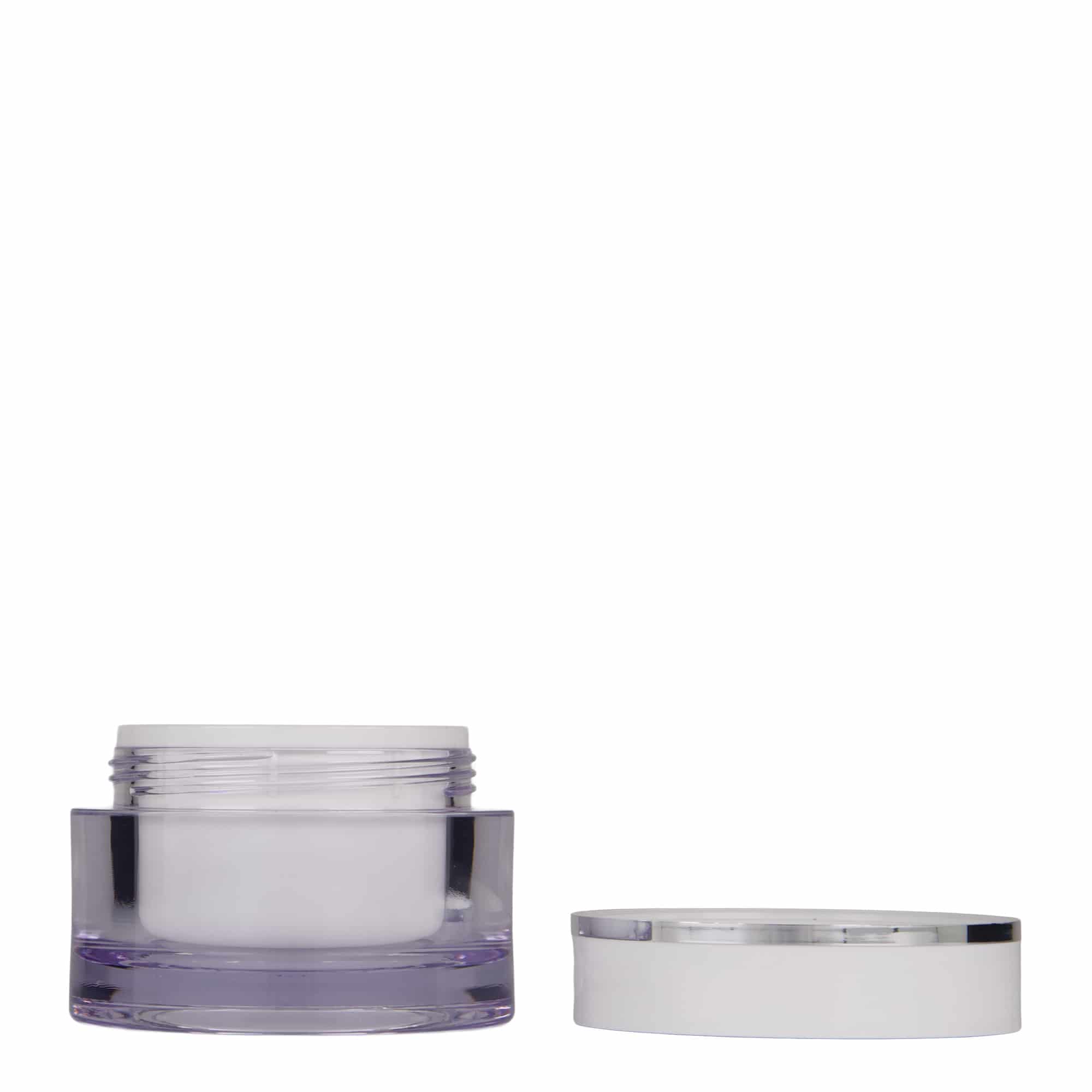 50 ml jar, SAN plastic, white, opening: screw cap