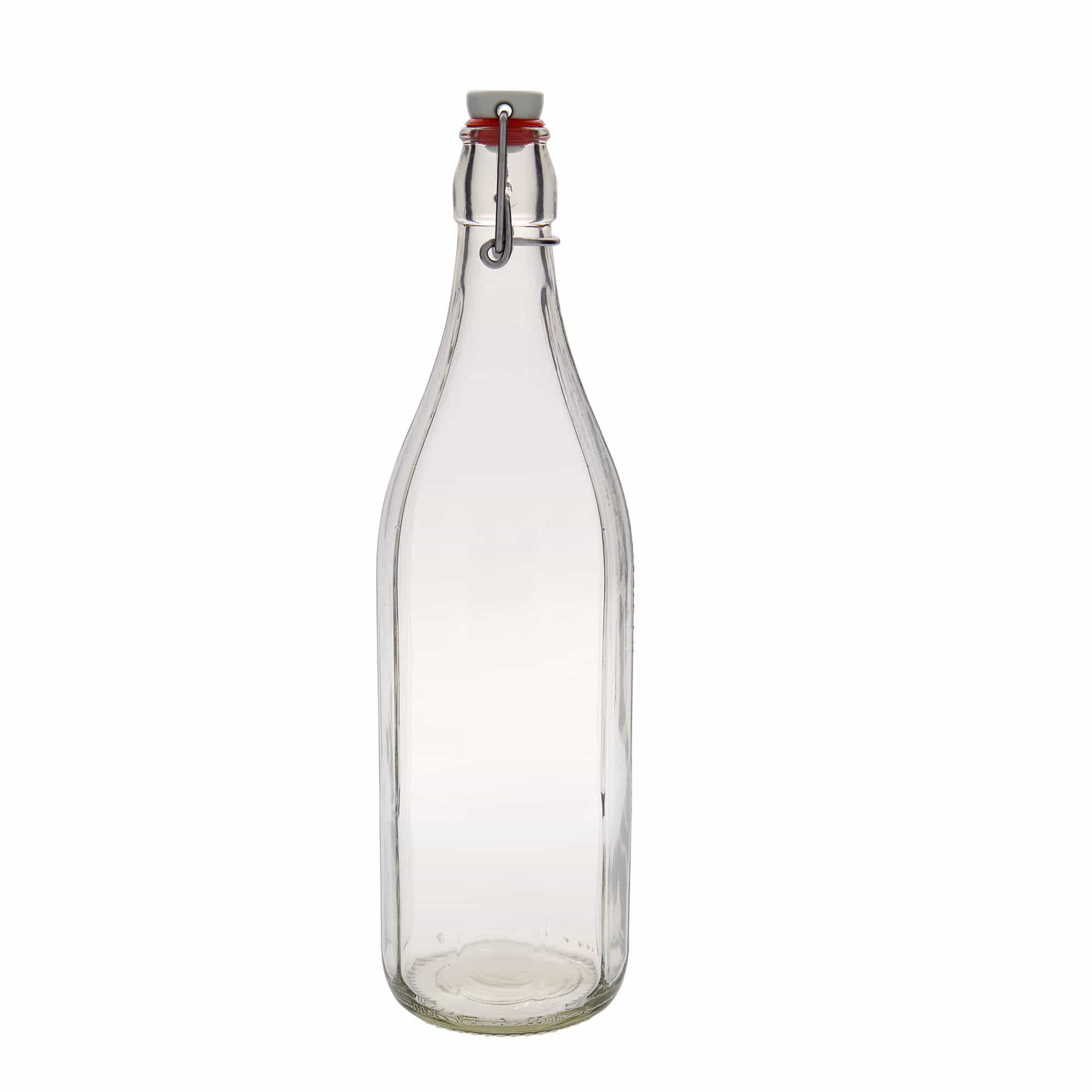1,000 ml glass bottle ‘Bravo’, decagonal, opening: swing top closure