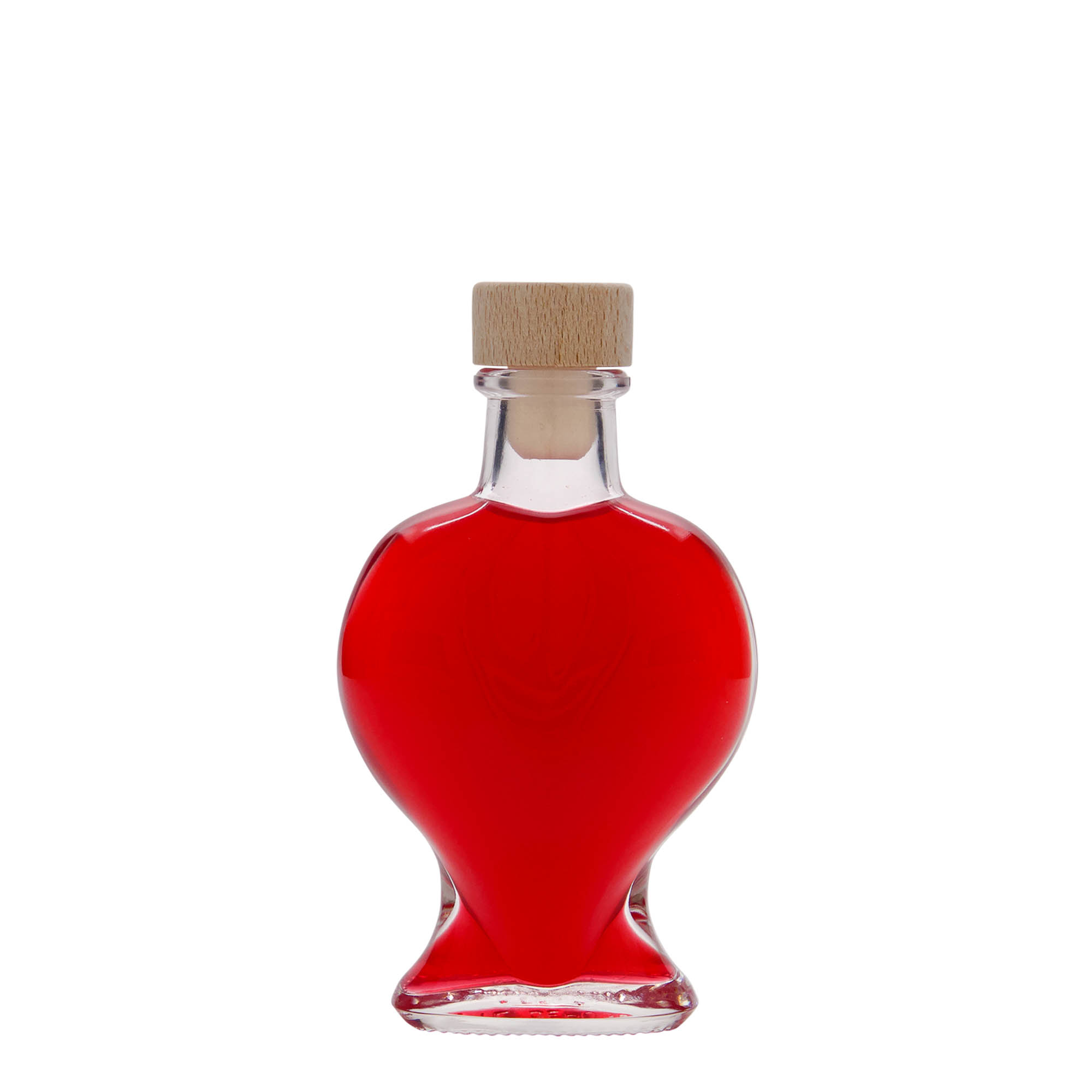 100 ml glass bottle 'Heart', opening: cork