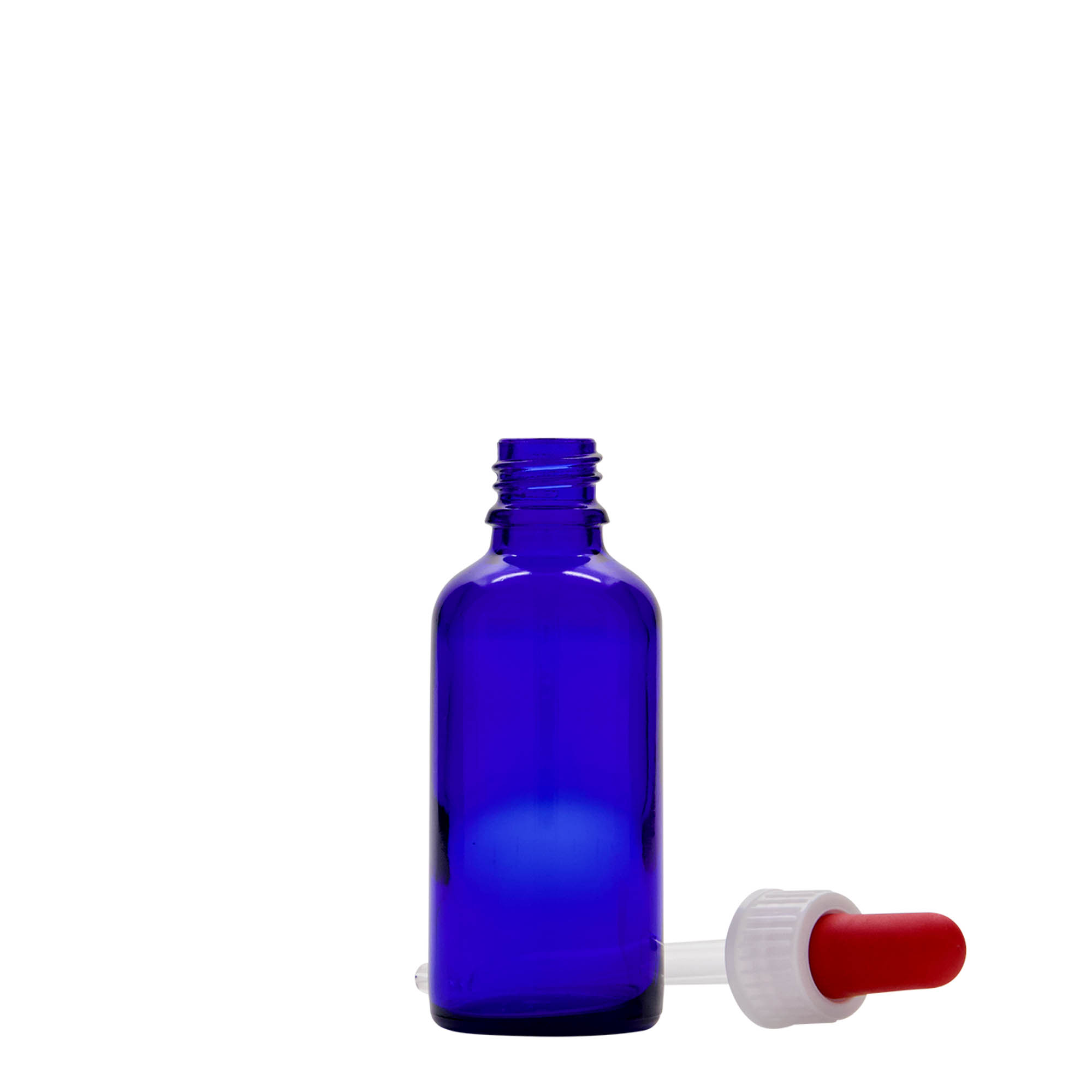 50 ml dropper bottle medicine, glass, royal blue-red, opening: DIN 18 50 ml dropper bottle medicine, glass, royal blue-red, opening: DIN 18