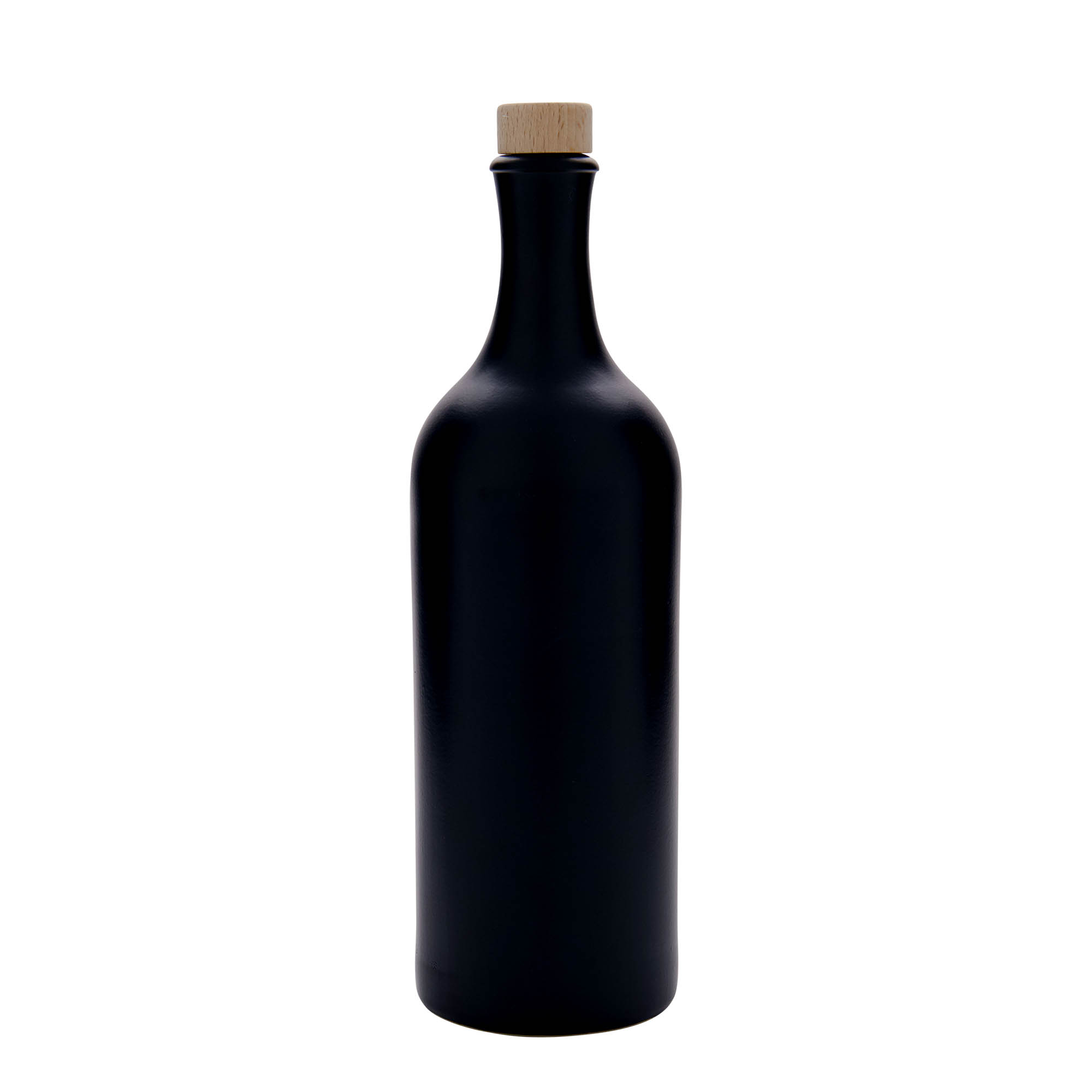 750 ml long-necked earthenware jug, stoneware, black, opening: cork