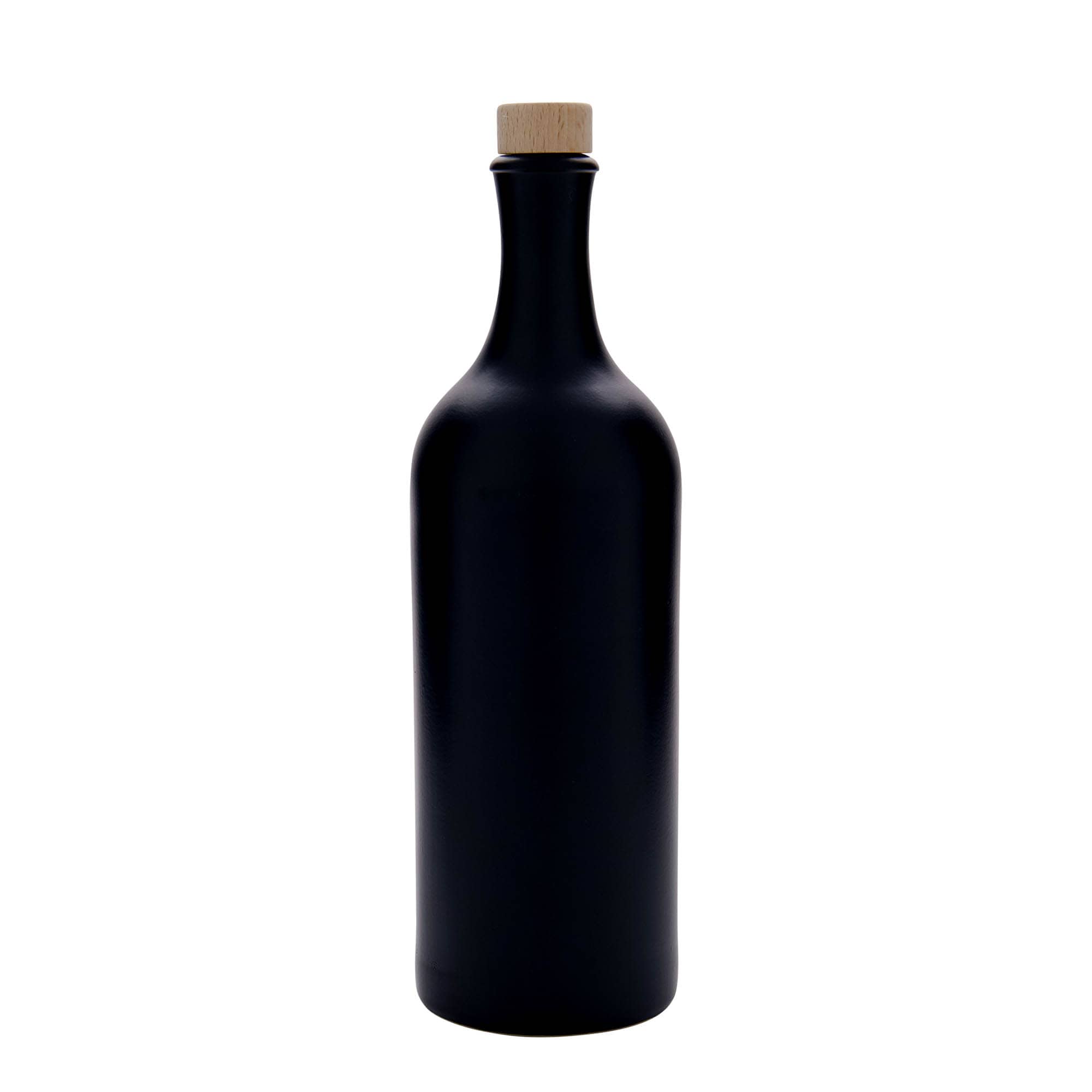 750 ml long-necked earthenware jug, stoneware, black, opening: cork