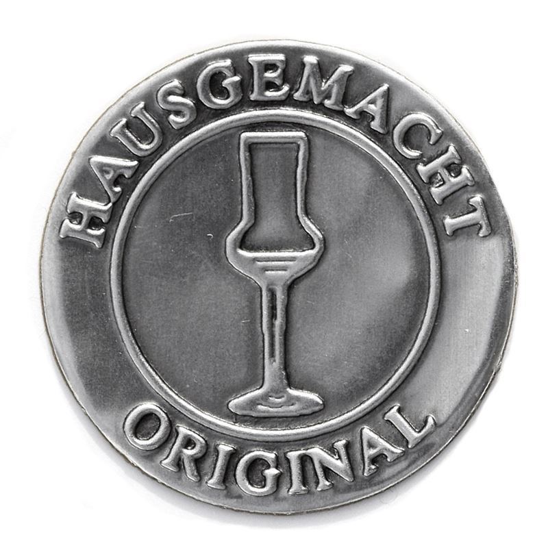 Pewter tag 'Original Hausgemacht', round, metal, silver