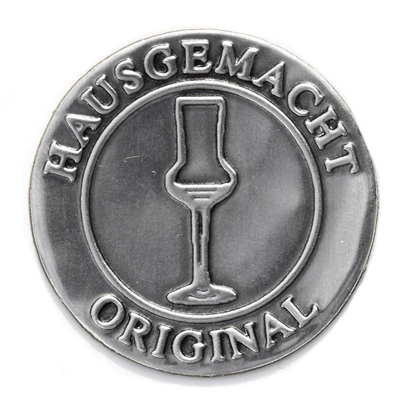 Tin label ‘Original Homemade’, round, metal, silver