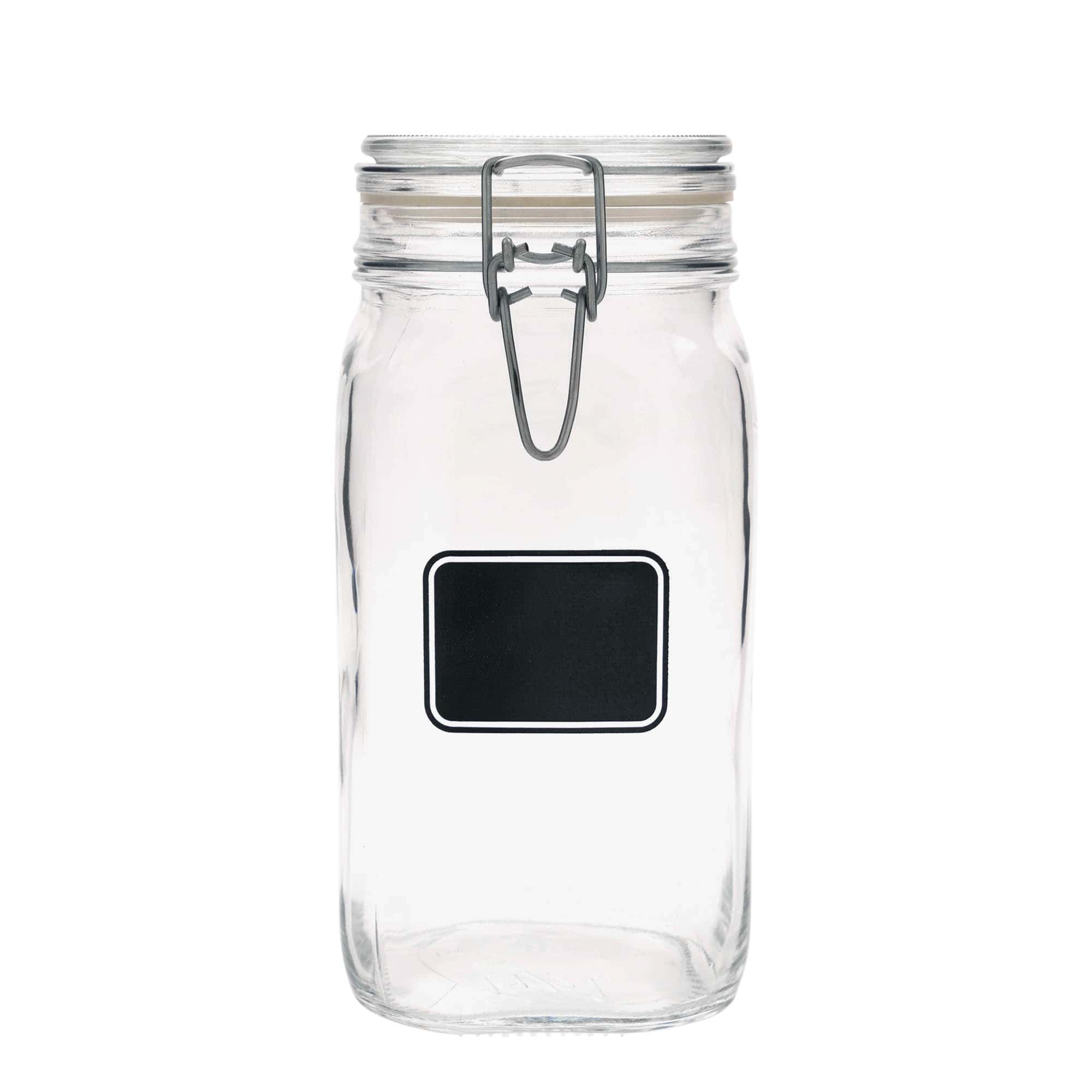 1,500 ml wire bail jar 'Fido', motif: label field, square, opening: wire bail closure