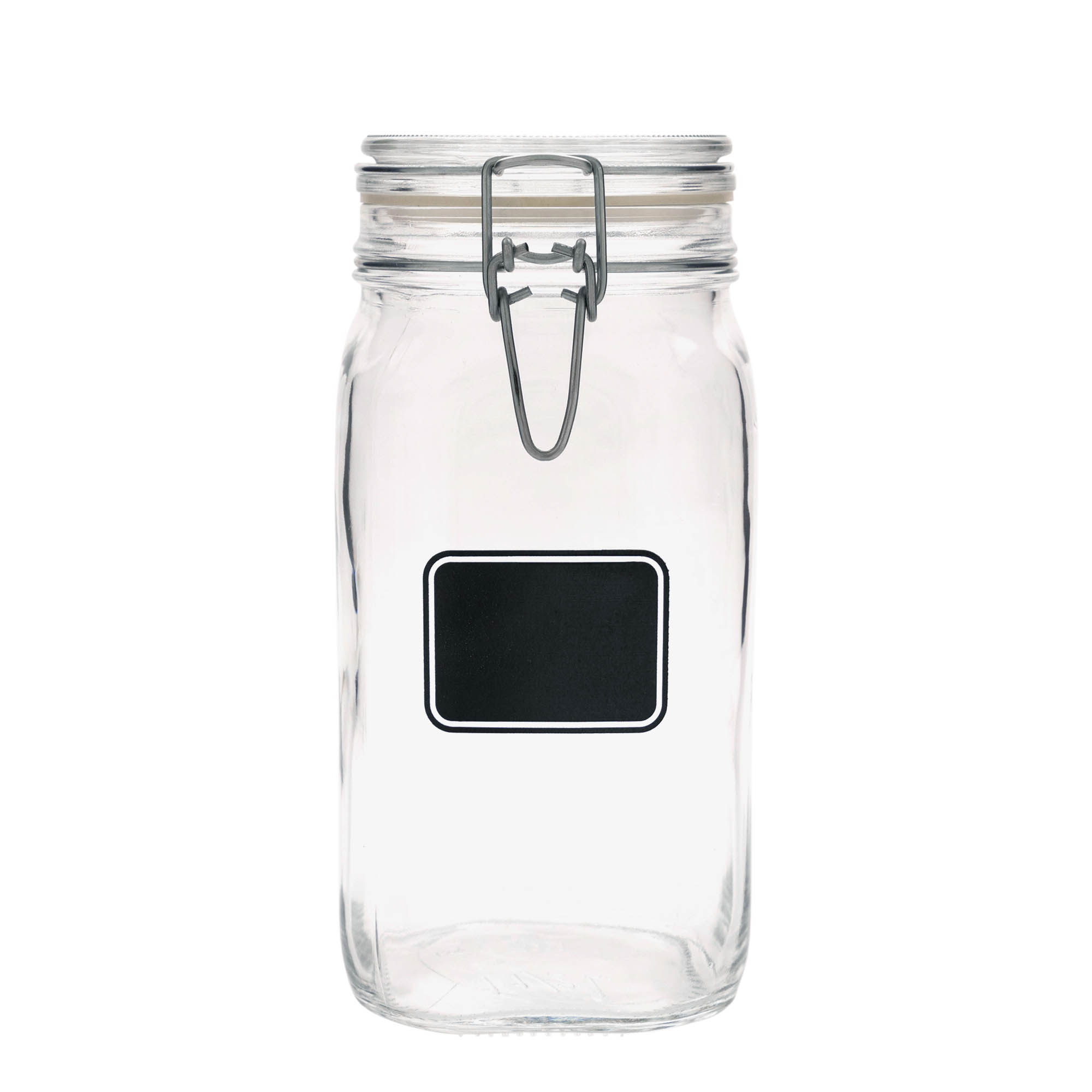 1,500 ml wire bail jar ‘Fido’, motif: label field, square, opening: wire bail closure