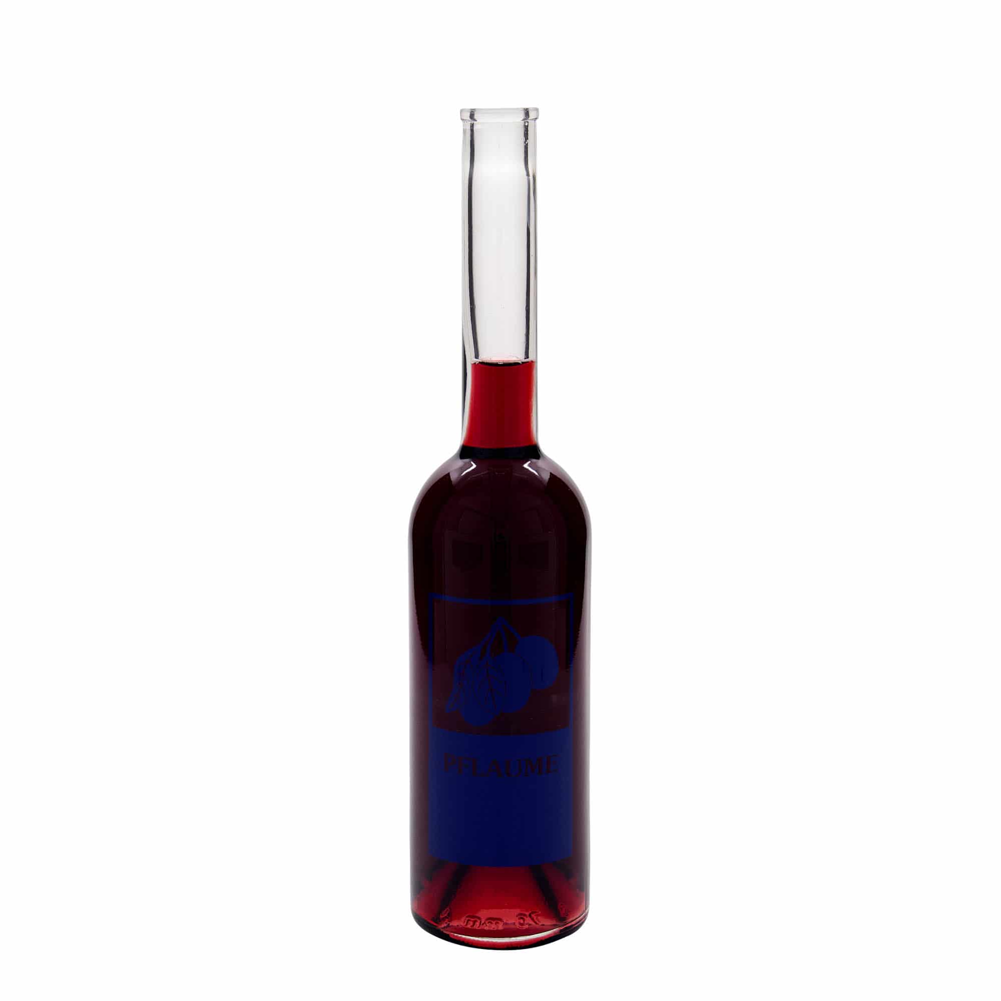 500 ml glass bottle 'Opera', motif: plum, opening: cork