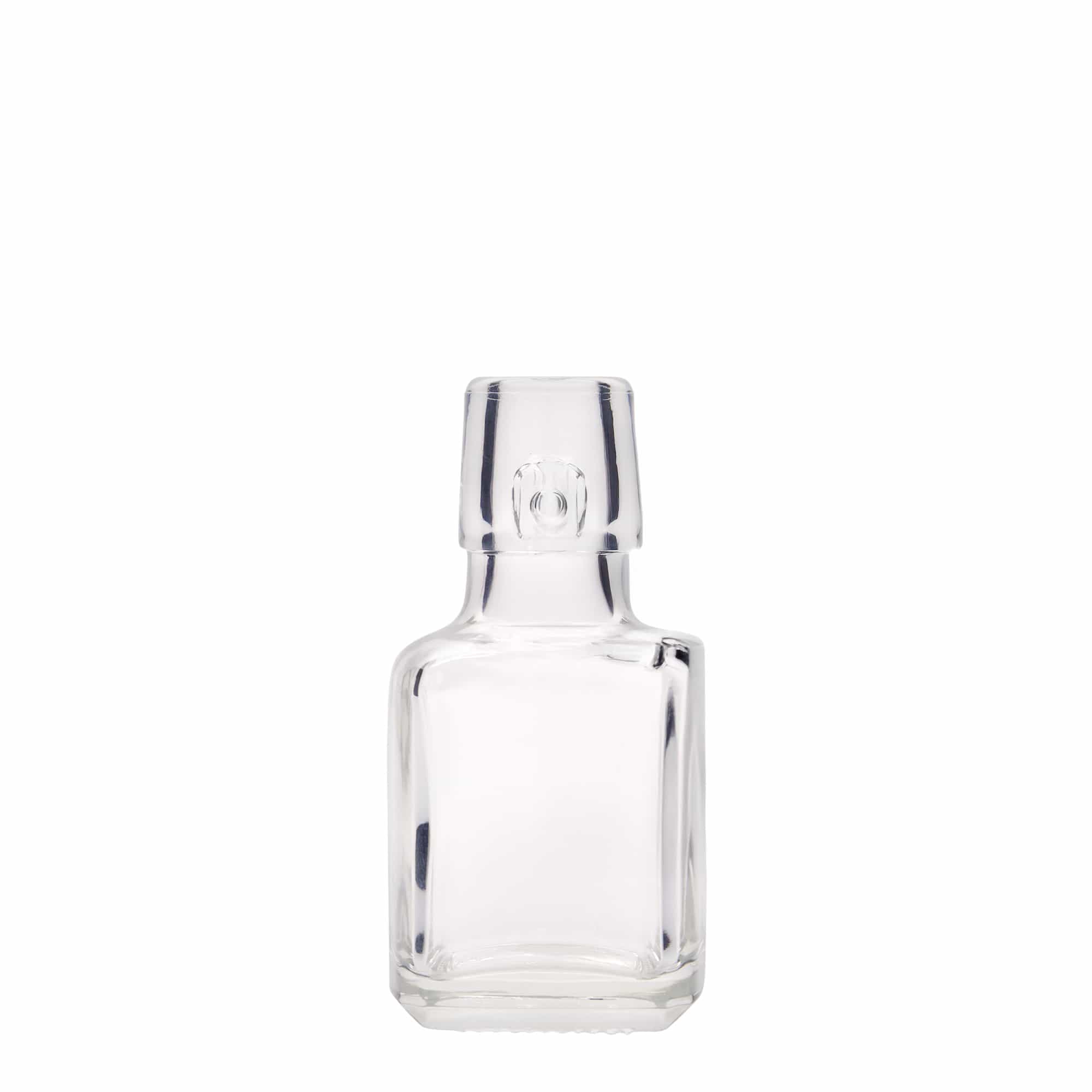 100 ml glass bottle 'Kubica', square, opening: swing top closure 100 ml glass bottle 'Kubica', square, opening: swing top closure