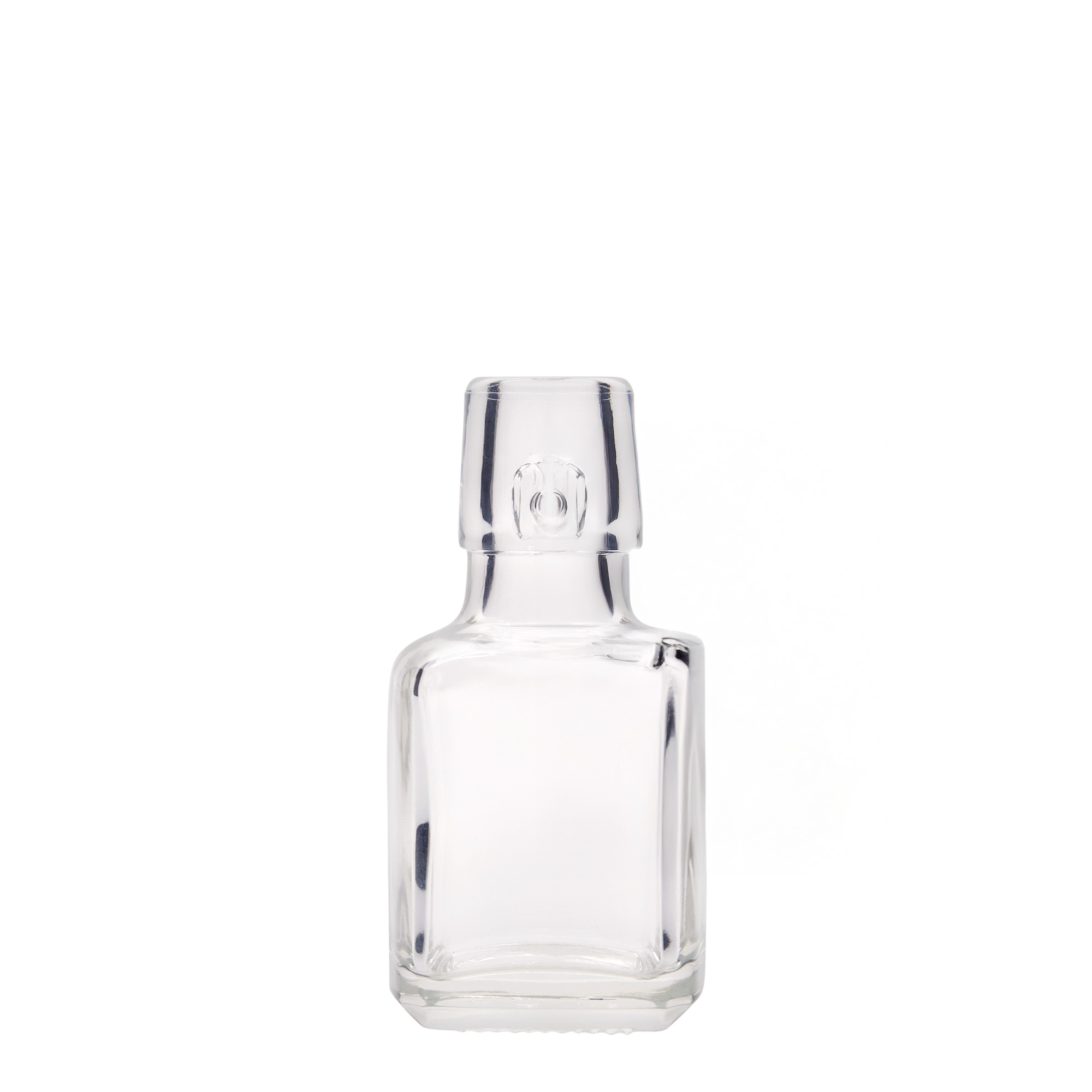 100 ml glass bottle 'Kubica', square, opening: swing top closure