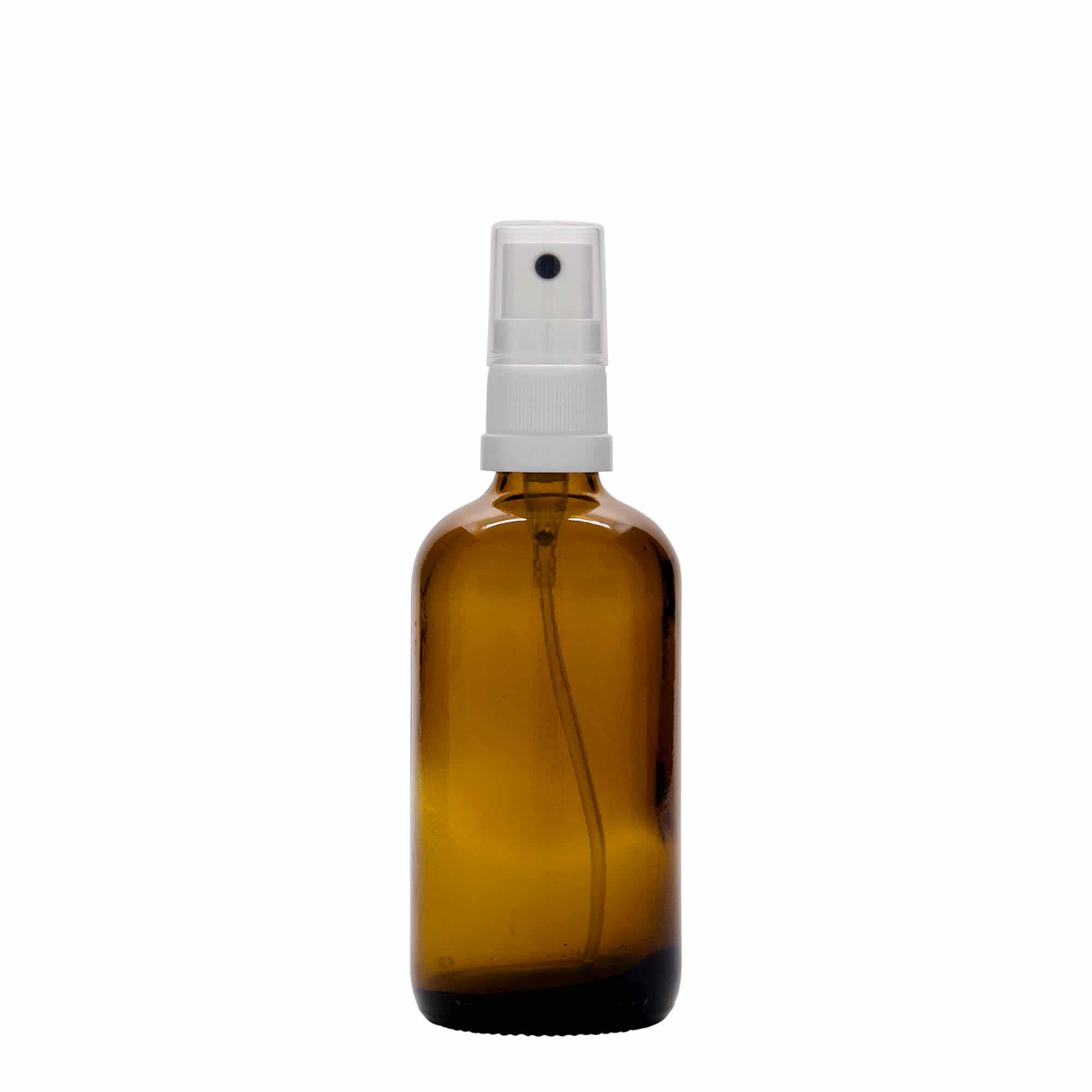 100 ml medicine spray bottle, glass, brown, closure: DIN 18