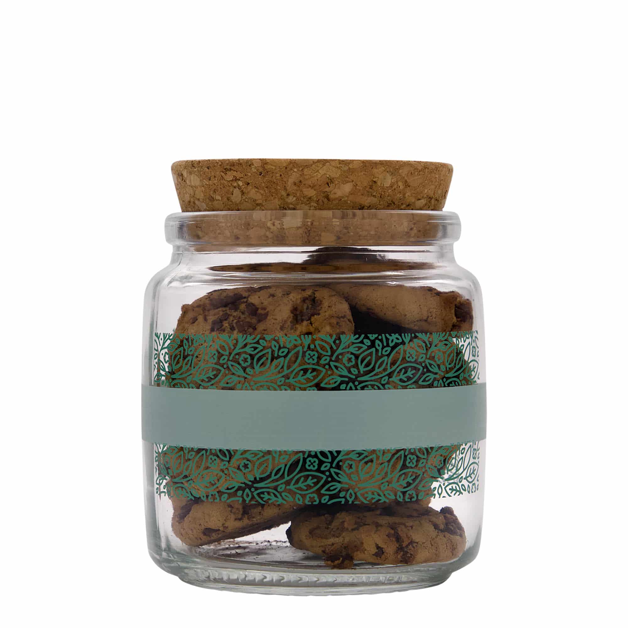 750 ml cork top jar 'Giara', print: naturalmente verde, closure: cork
