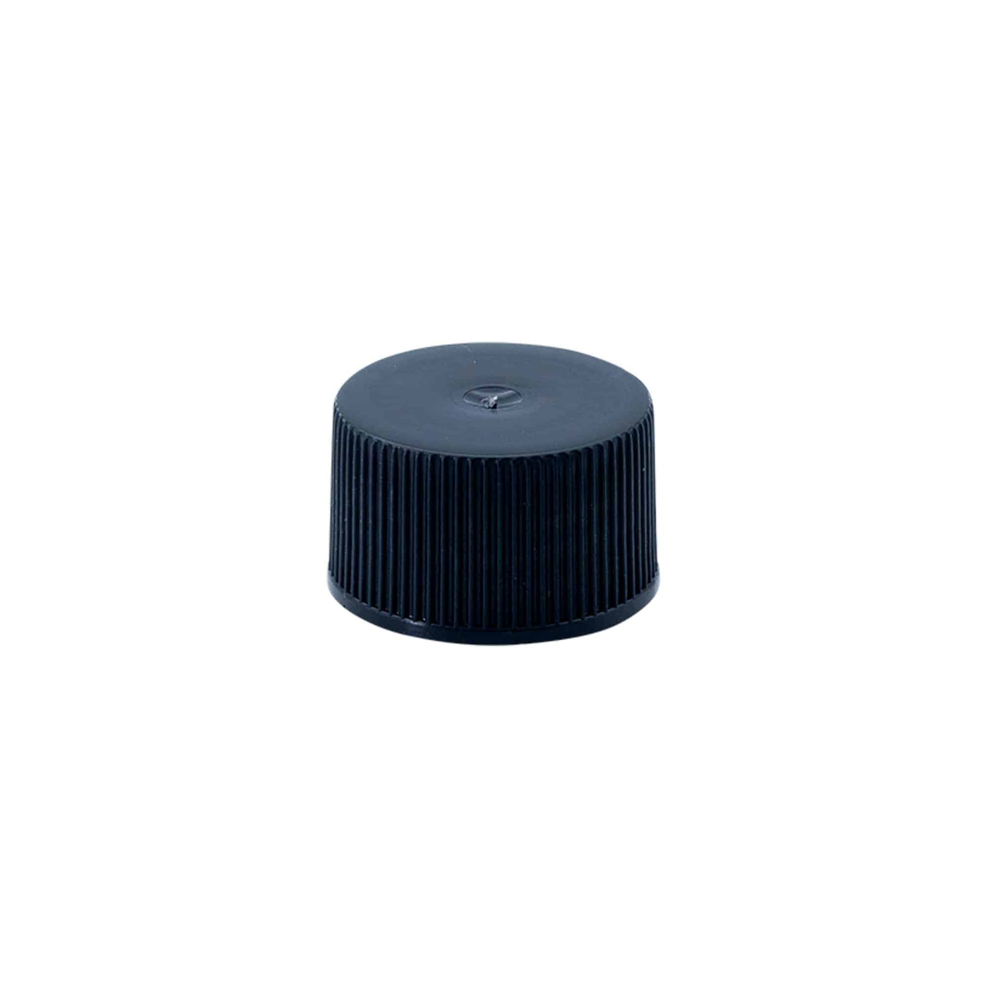 Screw cap with EPE insert, PE plastic, black, for opening: DIN 25