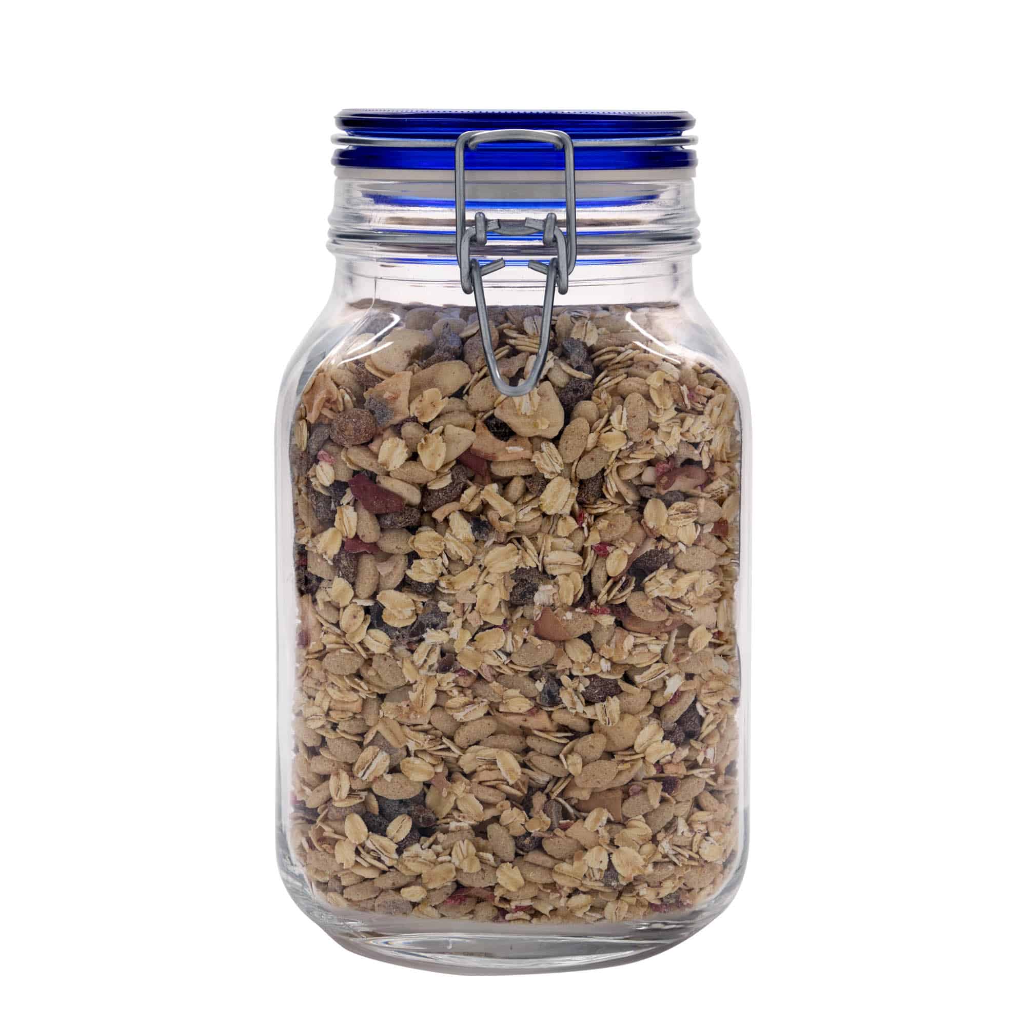 2,000 ml wire bail jar 'Fido' Blue Top, square, opening: wire bail closure