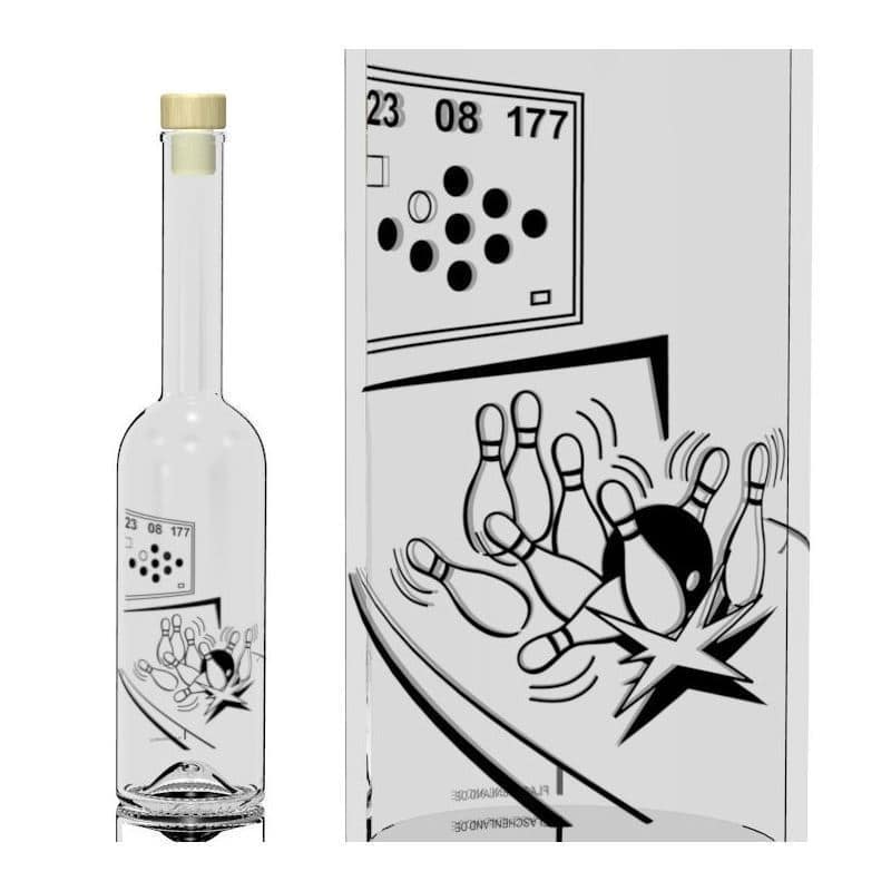 500 ml glass bottle 'Opera', print: sphere, closure: cork