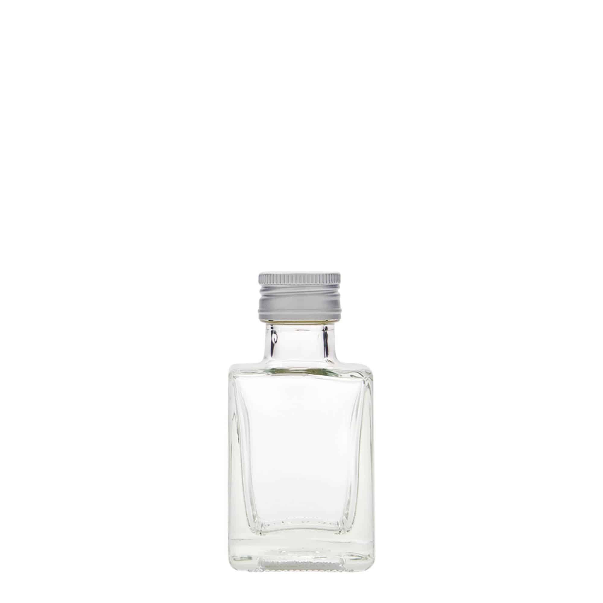 50 ml glass bottle 'Cube', square, opening: PP 24