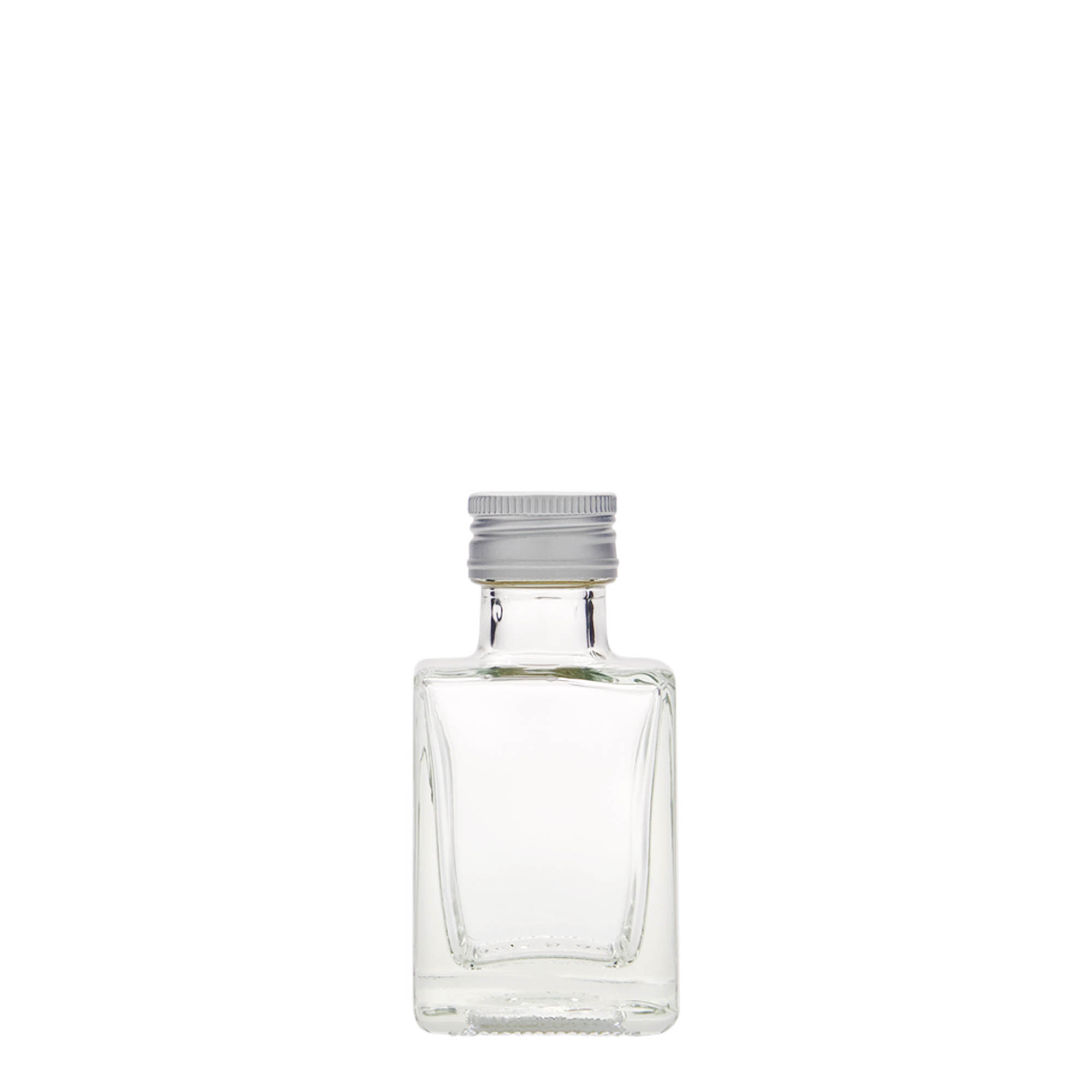 50 ml glass bottle ‘Cube’, square, opening: PP 24