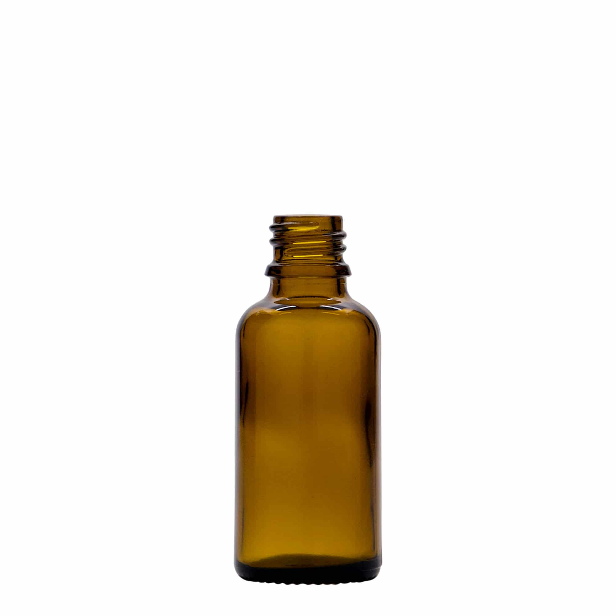 30 ml medical bottle with lotion pump, glass, brown, opening: DIN 18