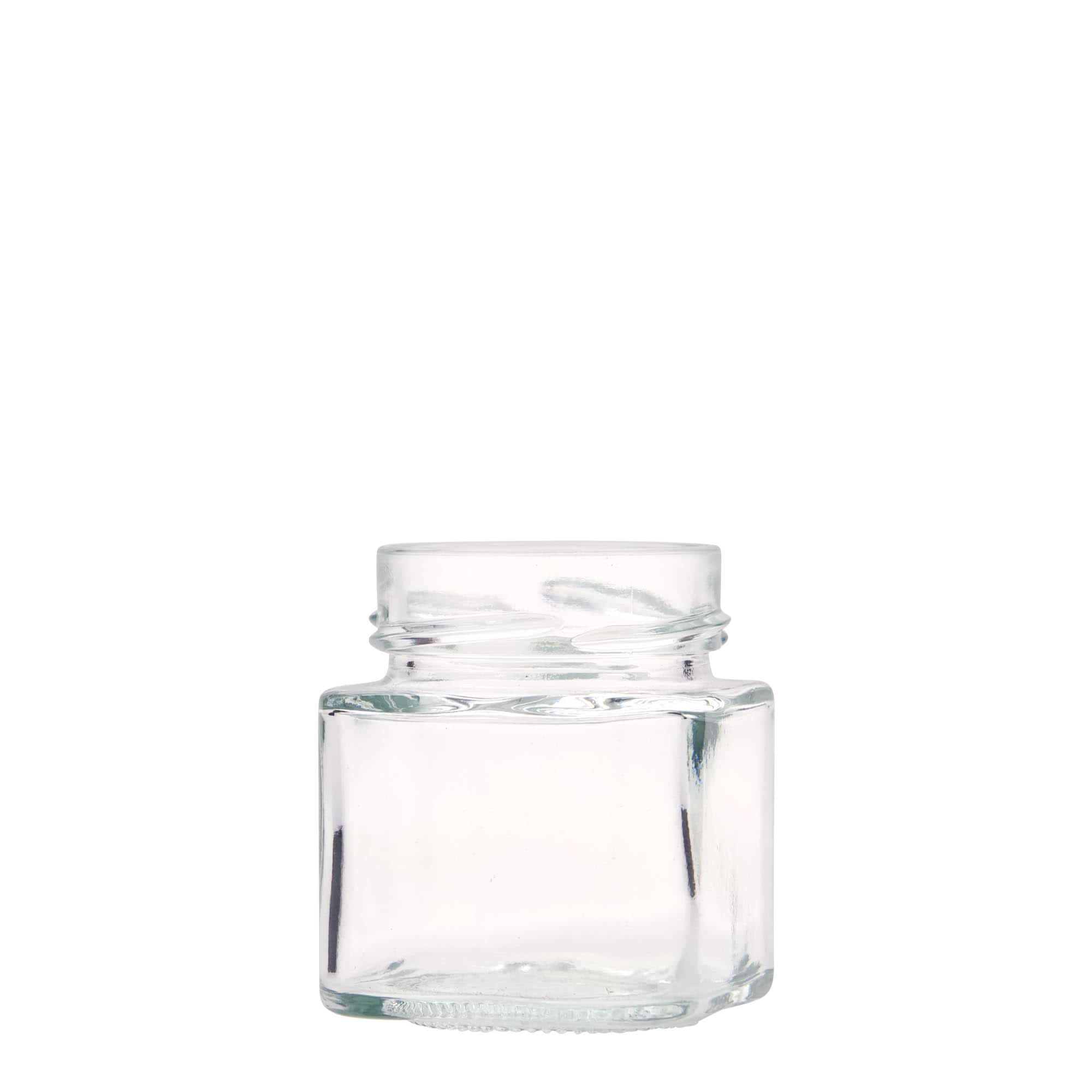 156 ml square glass 'Funny', opening: Deep-Twist-Off (DTO 58)