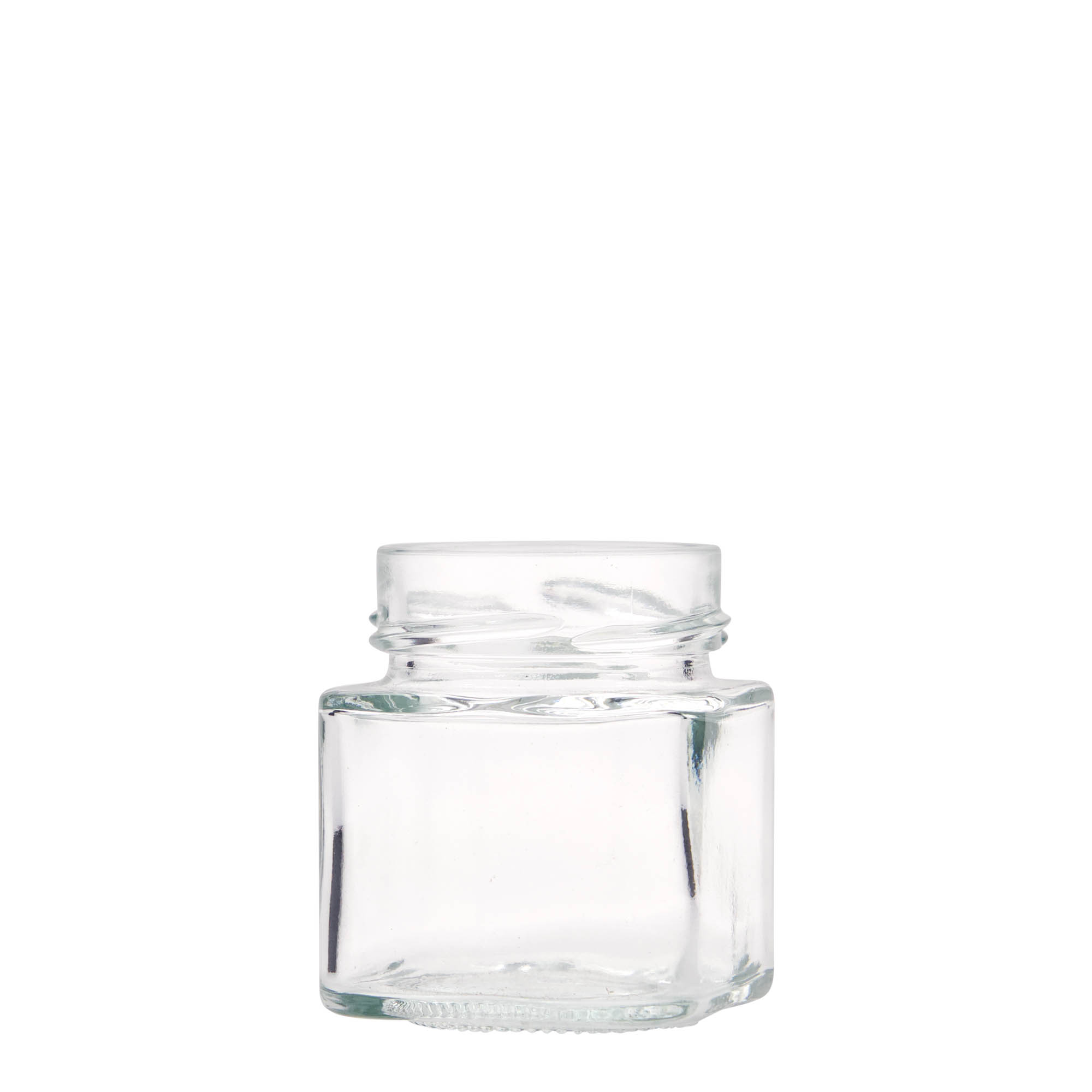 156 ml square glass ‘Funny’, opening: Deep-Twist-off (DTO 58)
