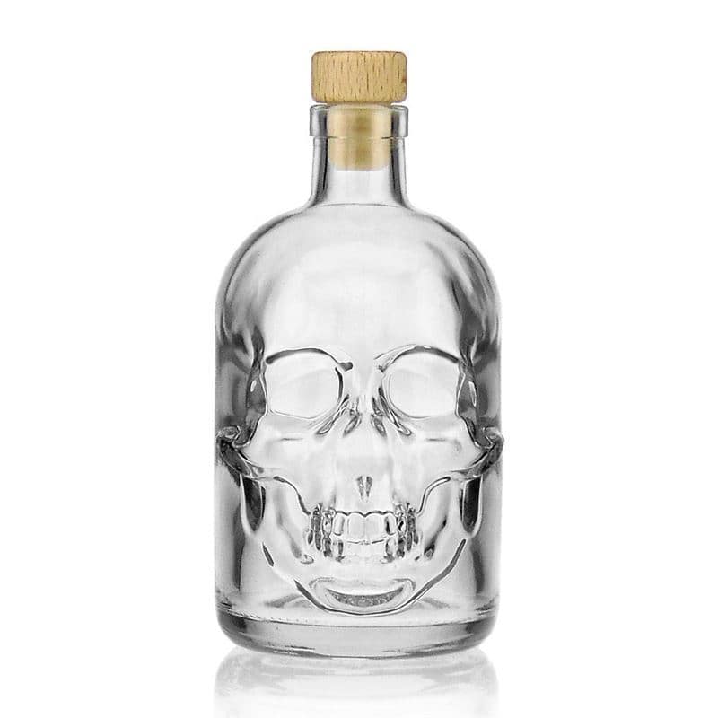 500 ml glass bottle 'Skull', closure: cork