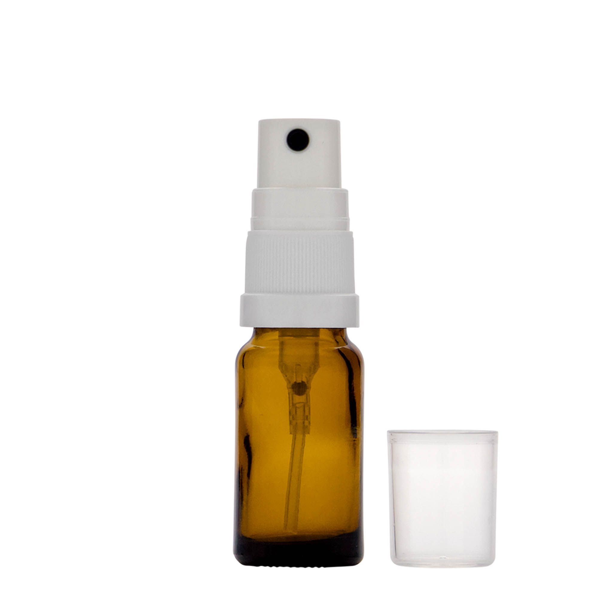 10 ml medicine spray bottle, glass, brown, closure: DIN 18