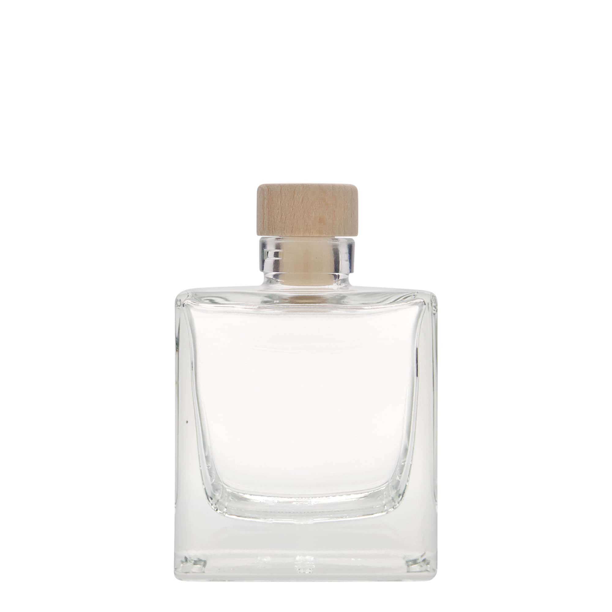 200 ml glass bottle 'Cube', square, opening: cork
