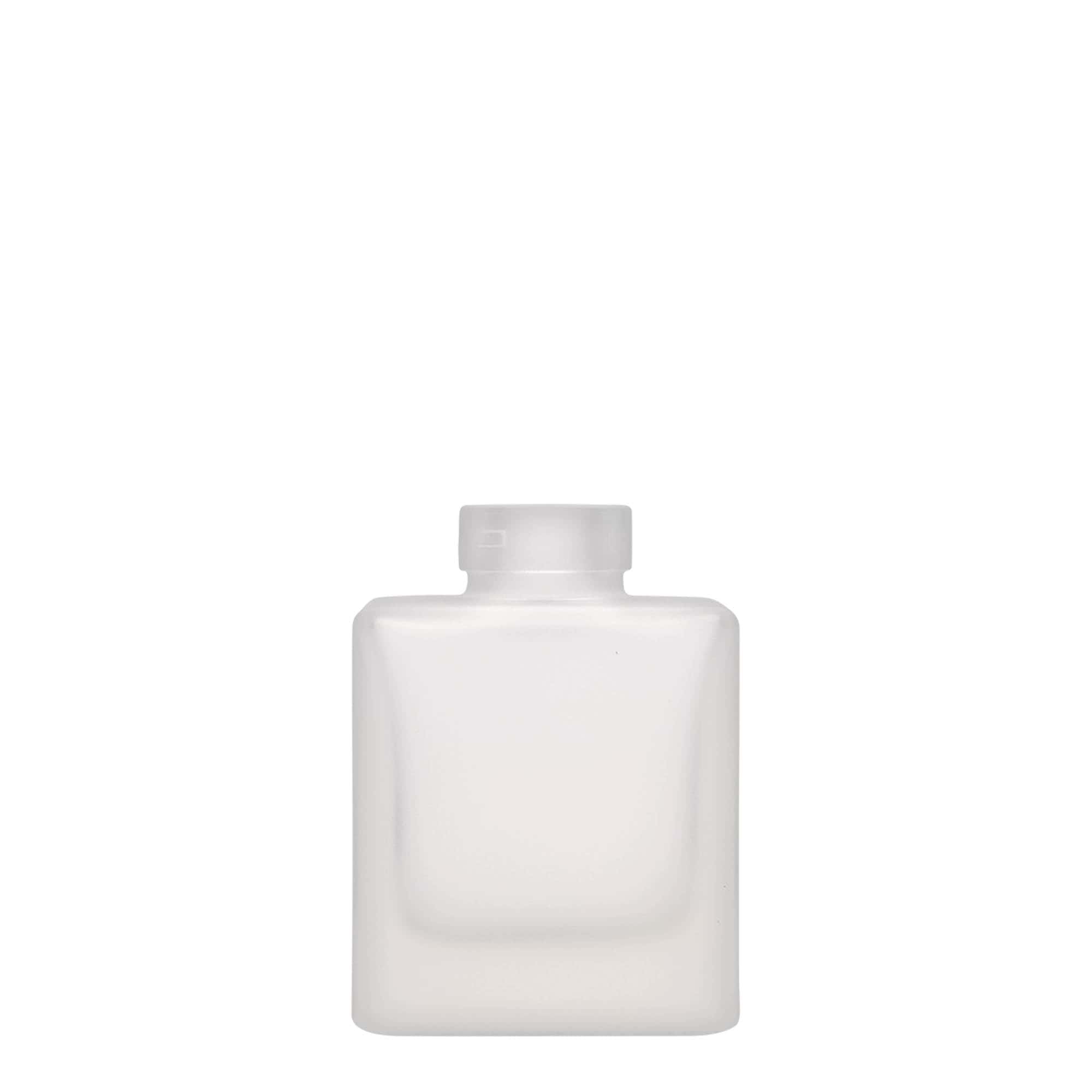 100 ml glass bottle 'Cube', square, frosted, opening: cork