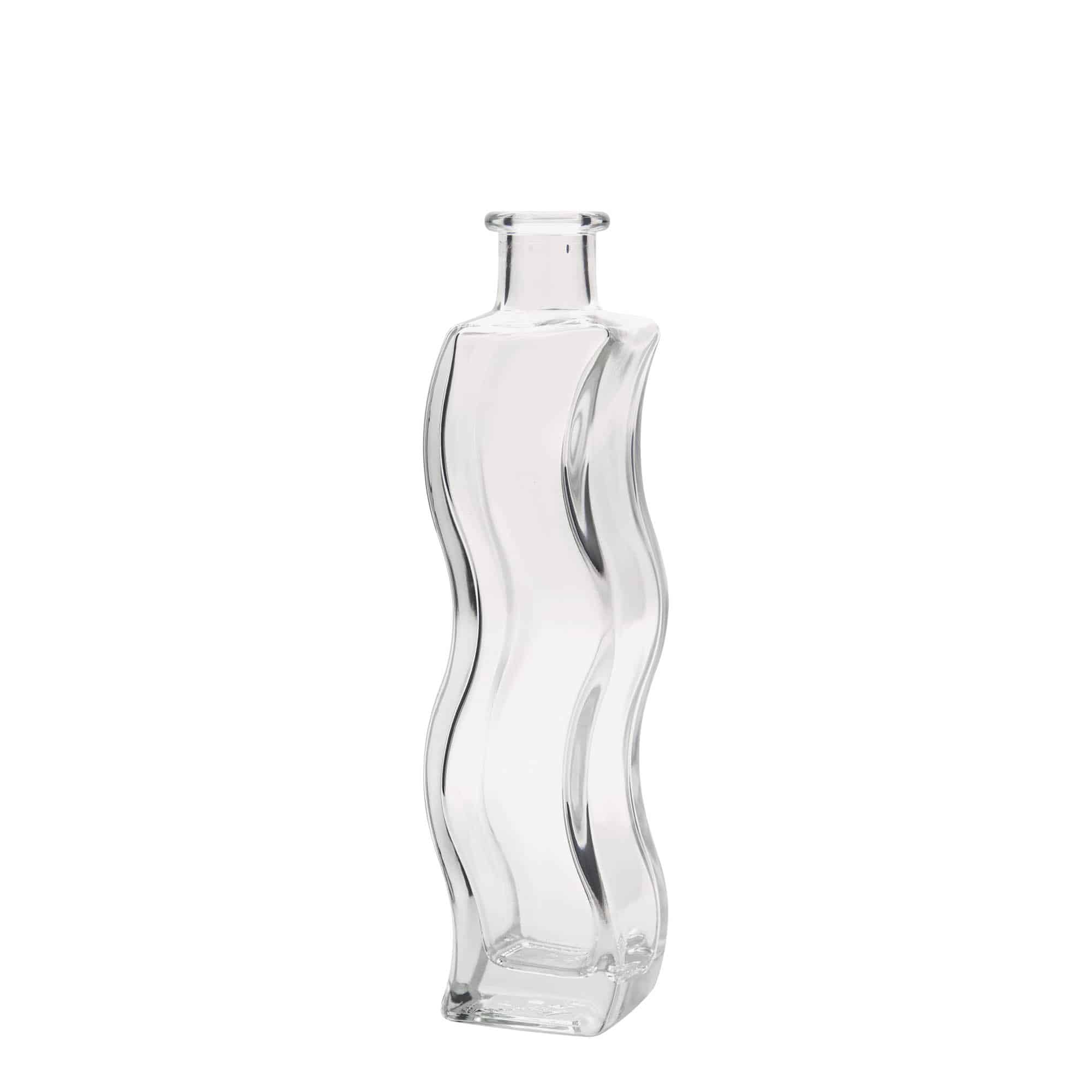 200 ml glass bottle 'Wave', square, opening: cork