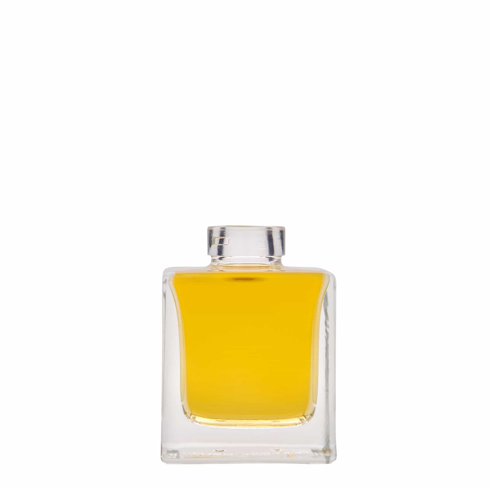 100 ml glass bottle 'Cube', square, opening: cork