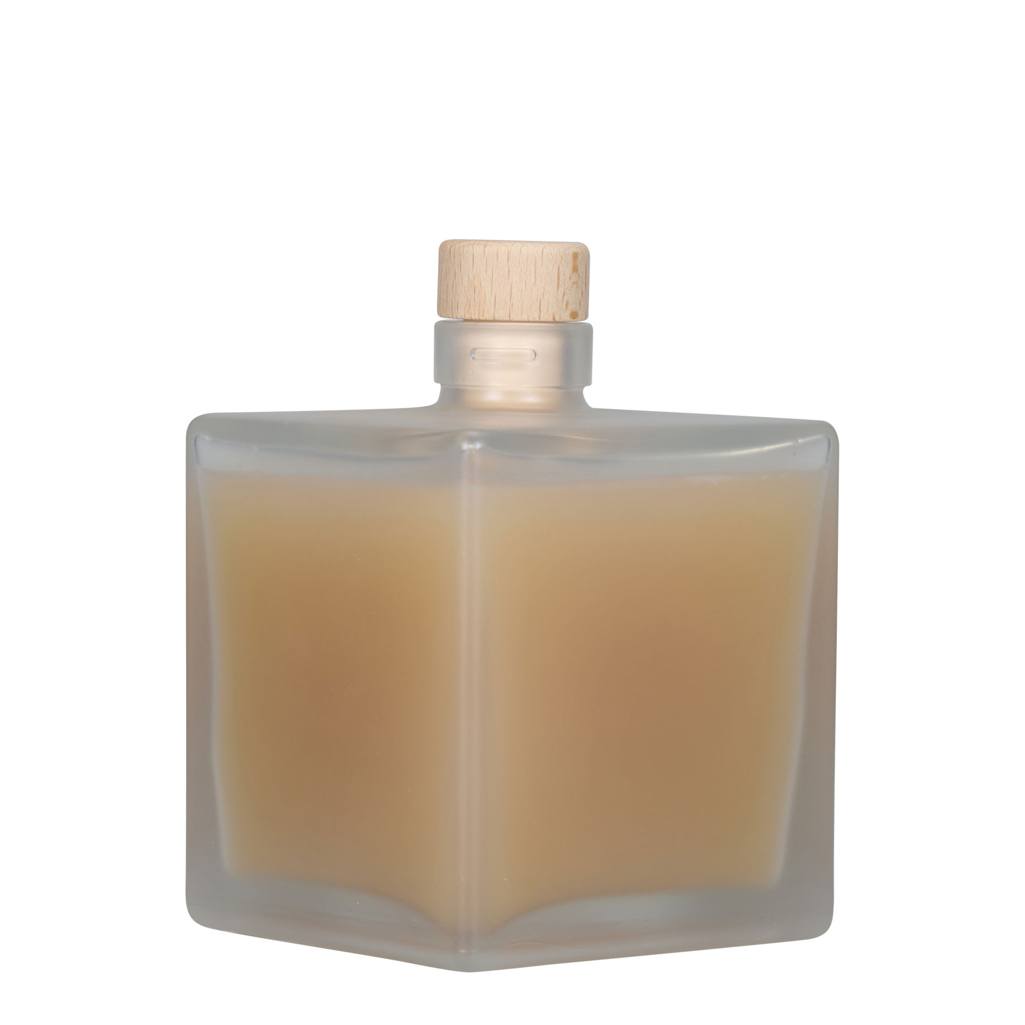 500 ml glass bottle 'Cube', square, frosted, opening: cork 500 ml glass bottle 'Cube', square, frosted, opening: cork