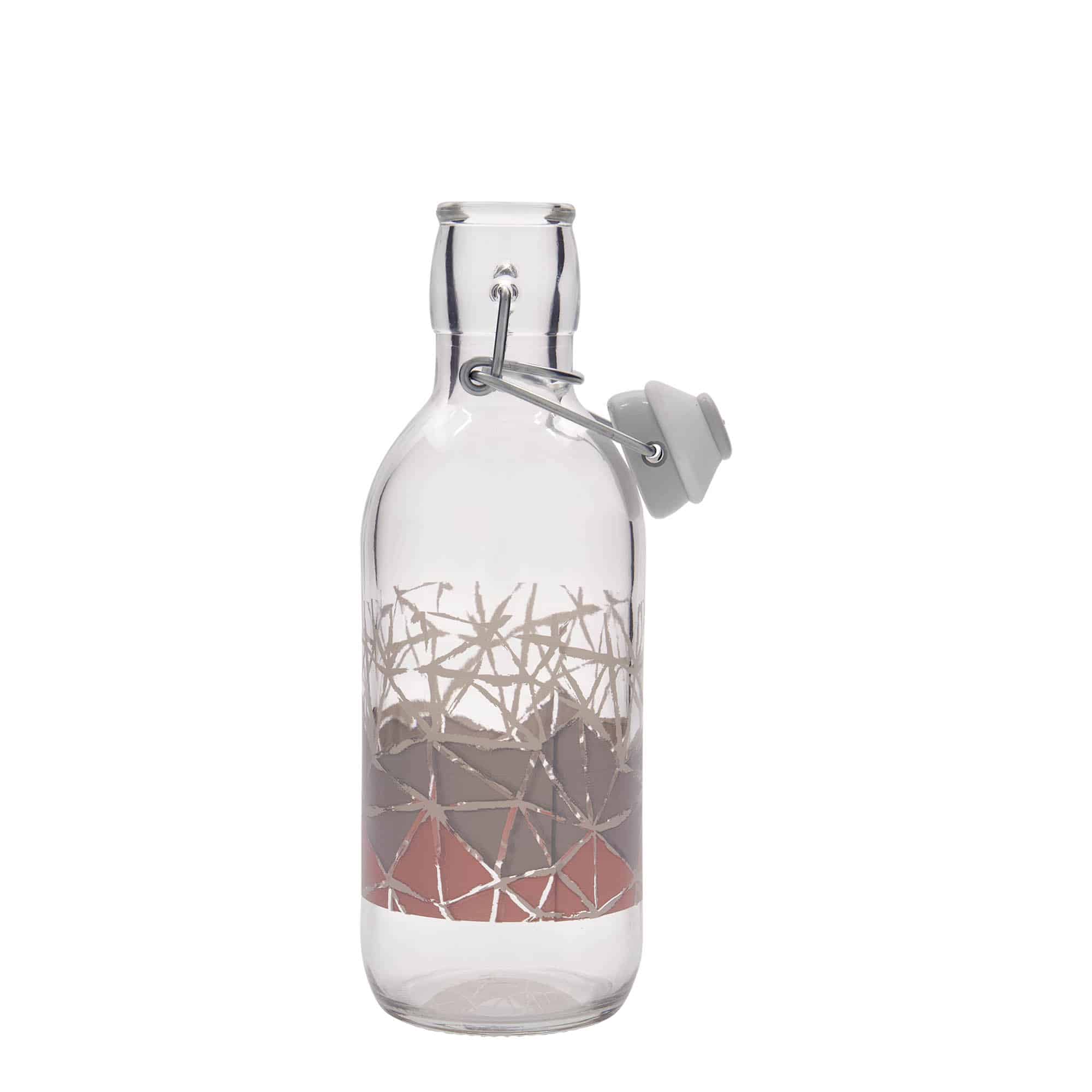 500 ml glass bottle Emilia printed 'Manolibera rosa', opening: swing top closure