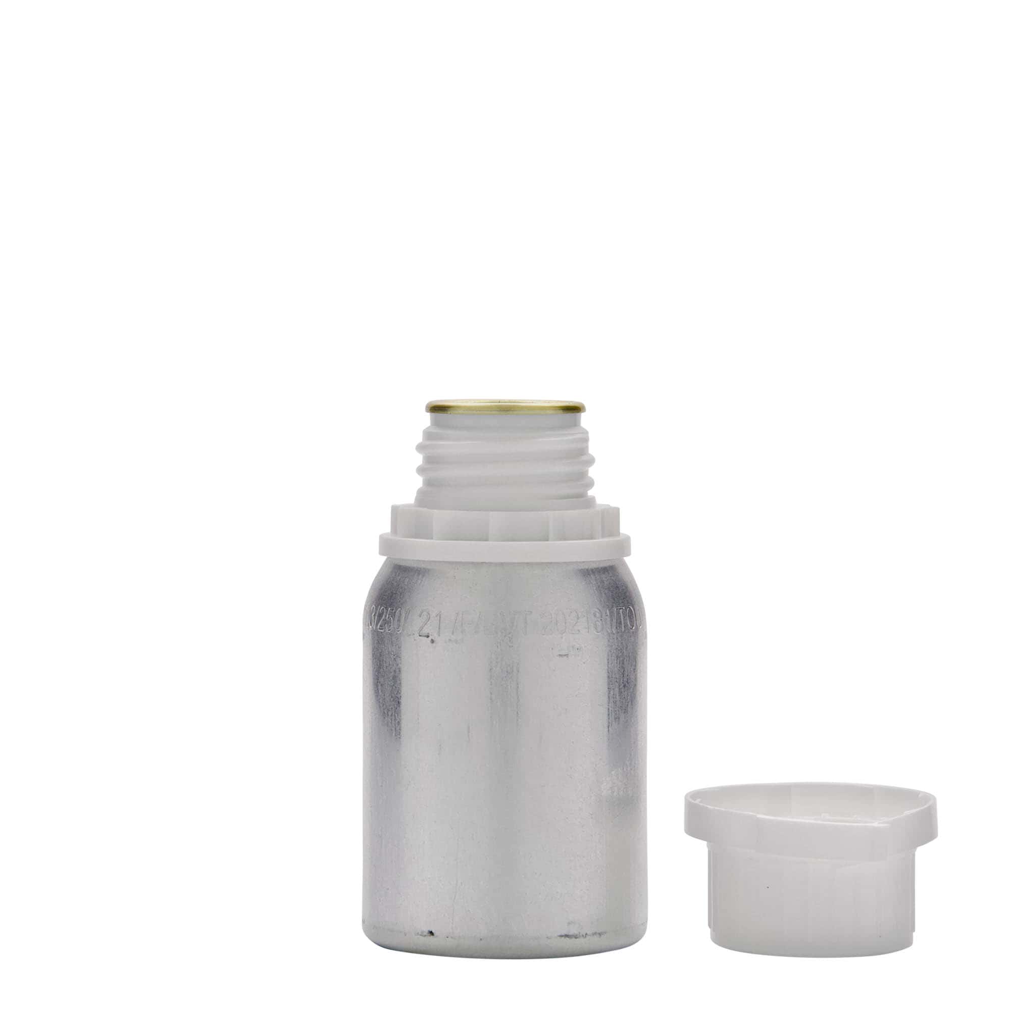 125 ml aluminium bottle, metal, silver, opening: DIN 32